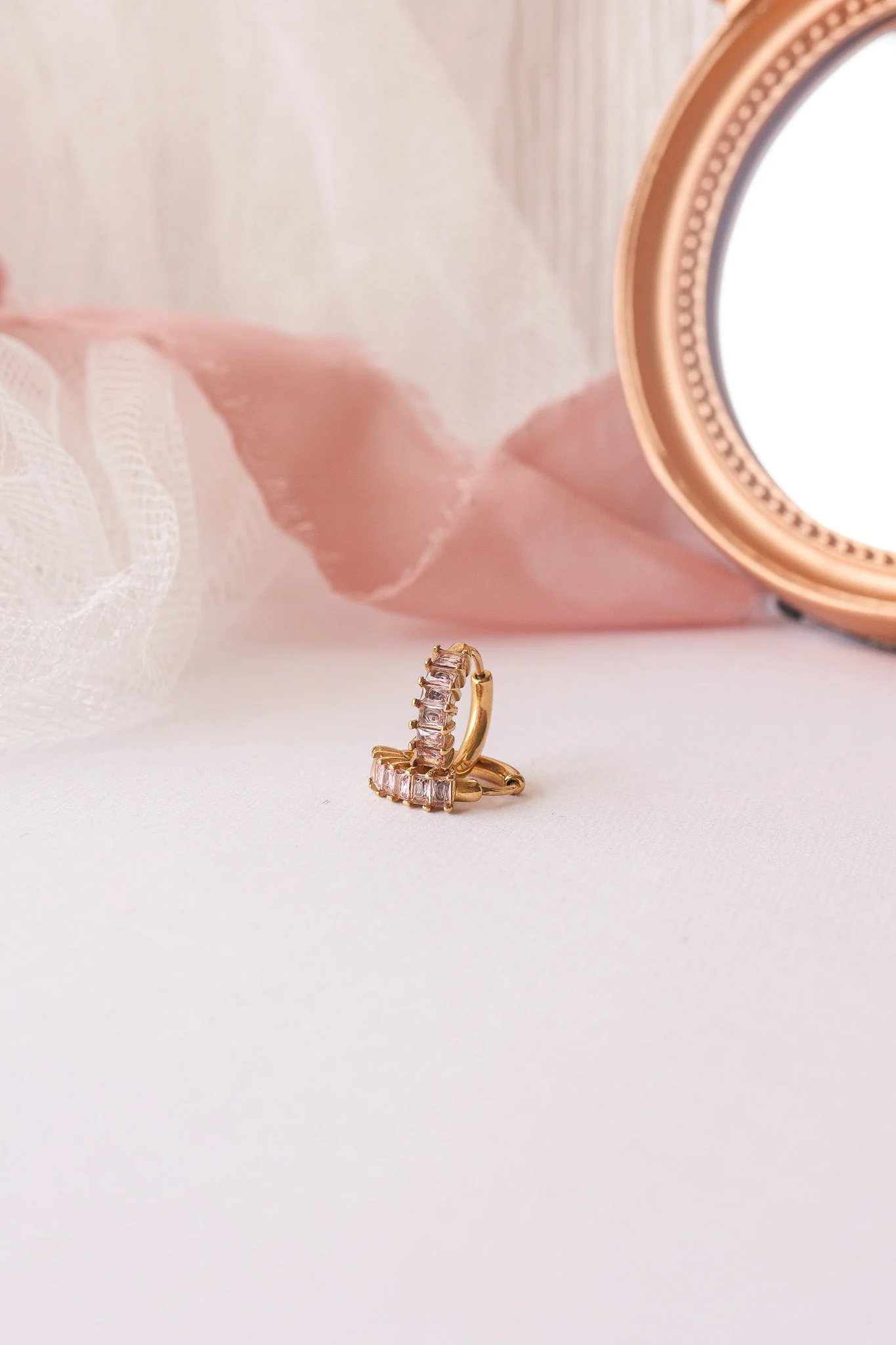 Crystal Hoop Earring in Pink - Image 9