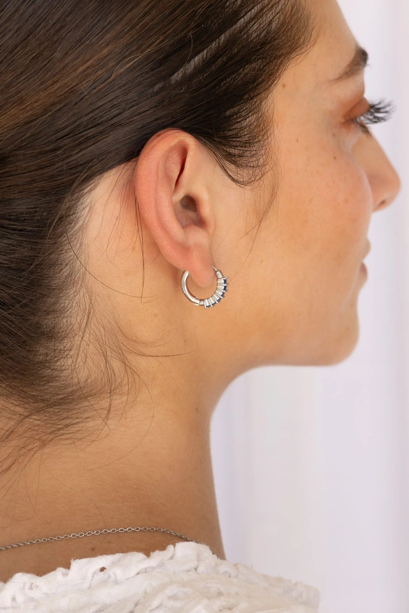 Diamond Hoop Earring in Blue - Image 12