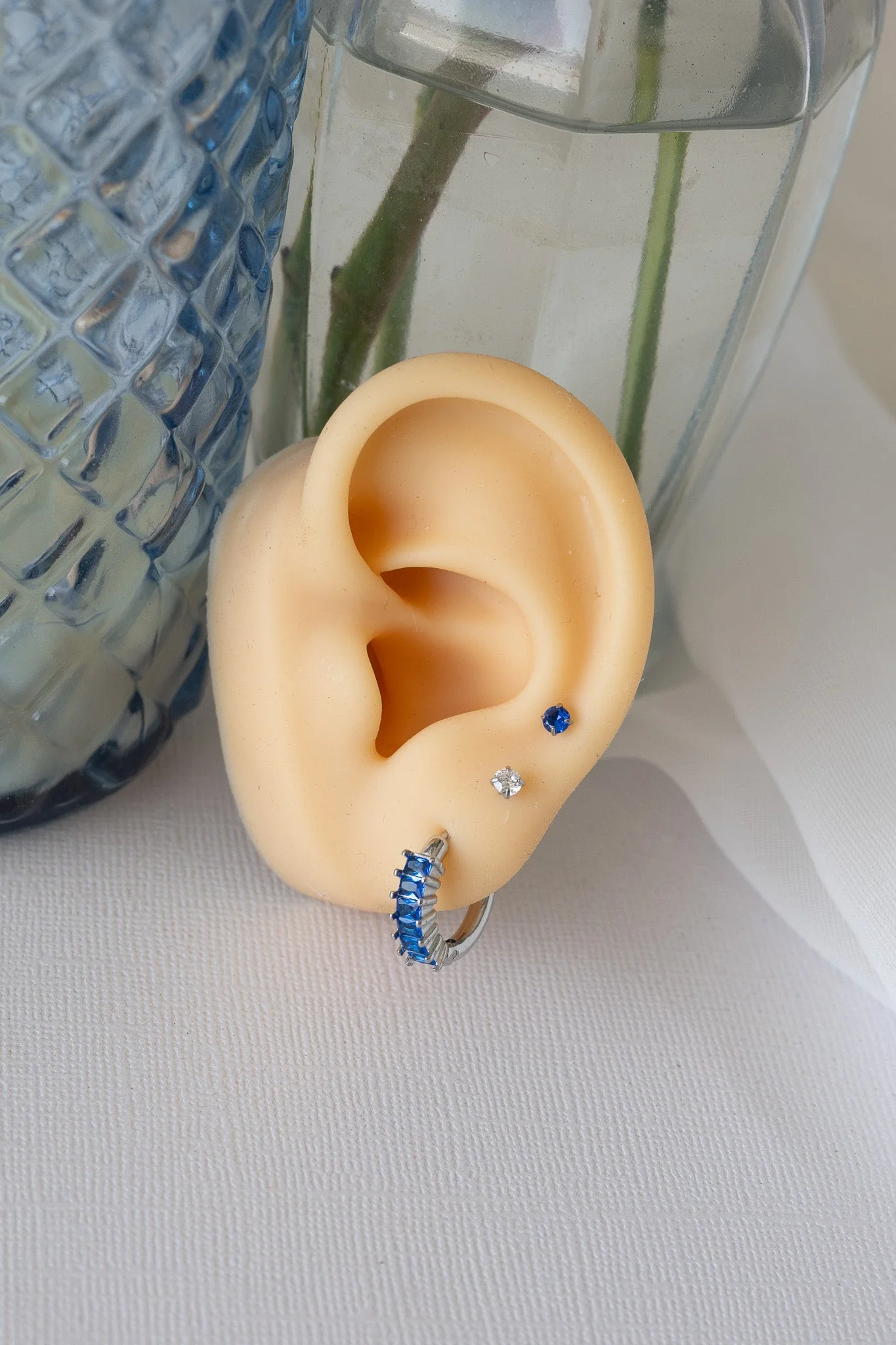 Diamond Hoop Earring in Blue - Image 13