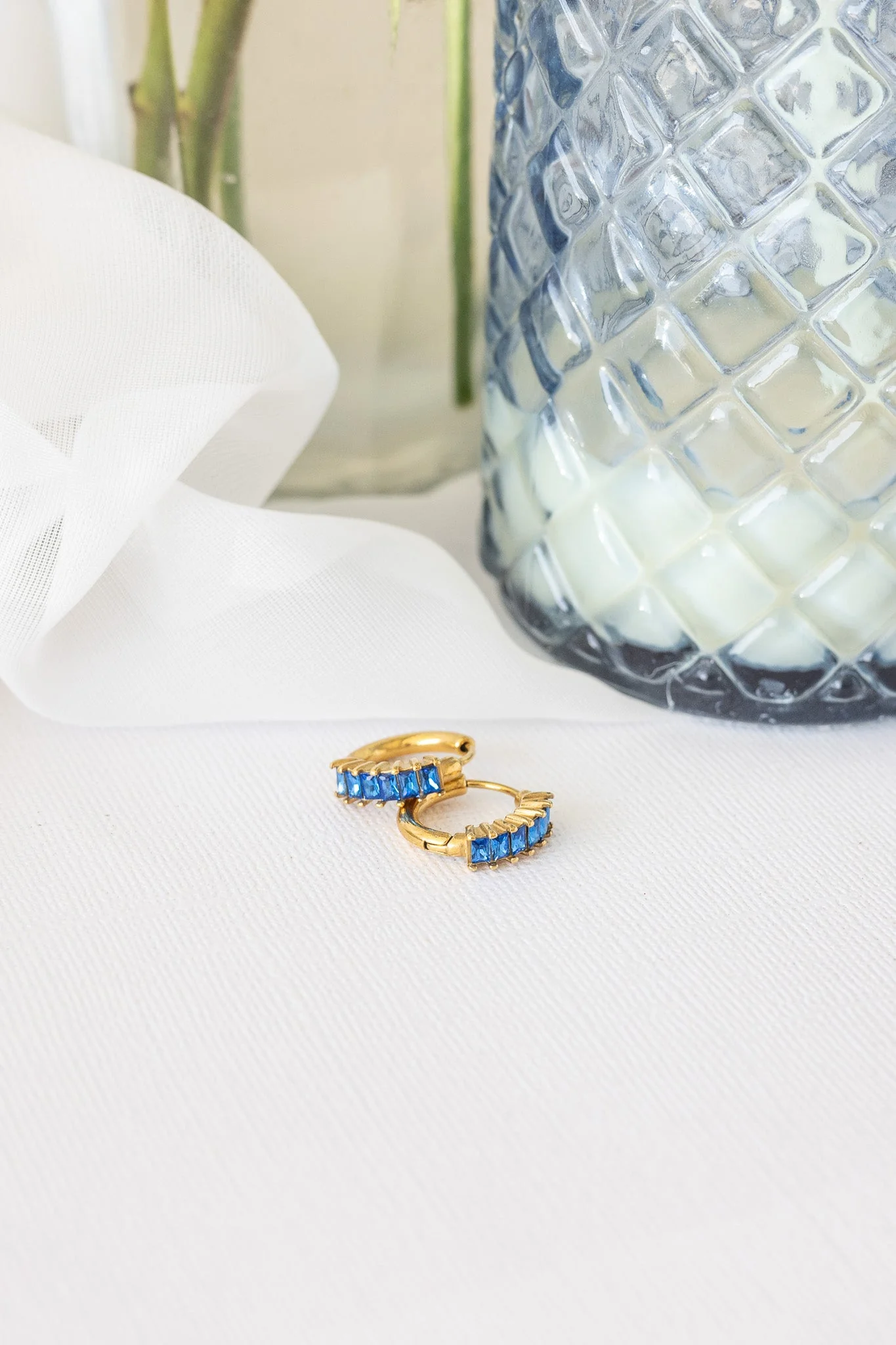 Diamond Hoop Earring in Blue - Image 14