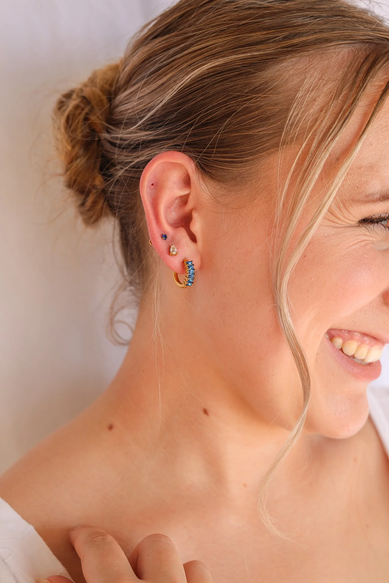 Diamond Hoop Earring in Blue - Image 18