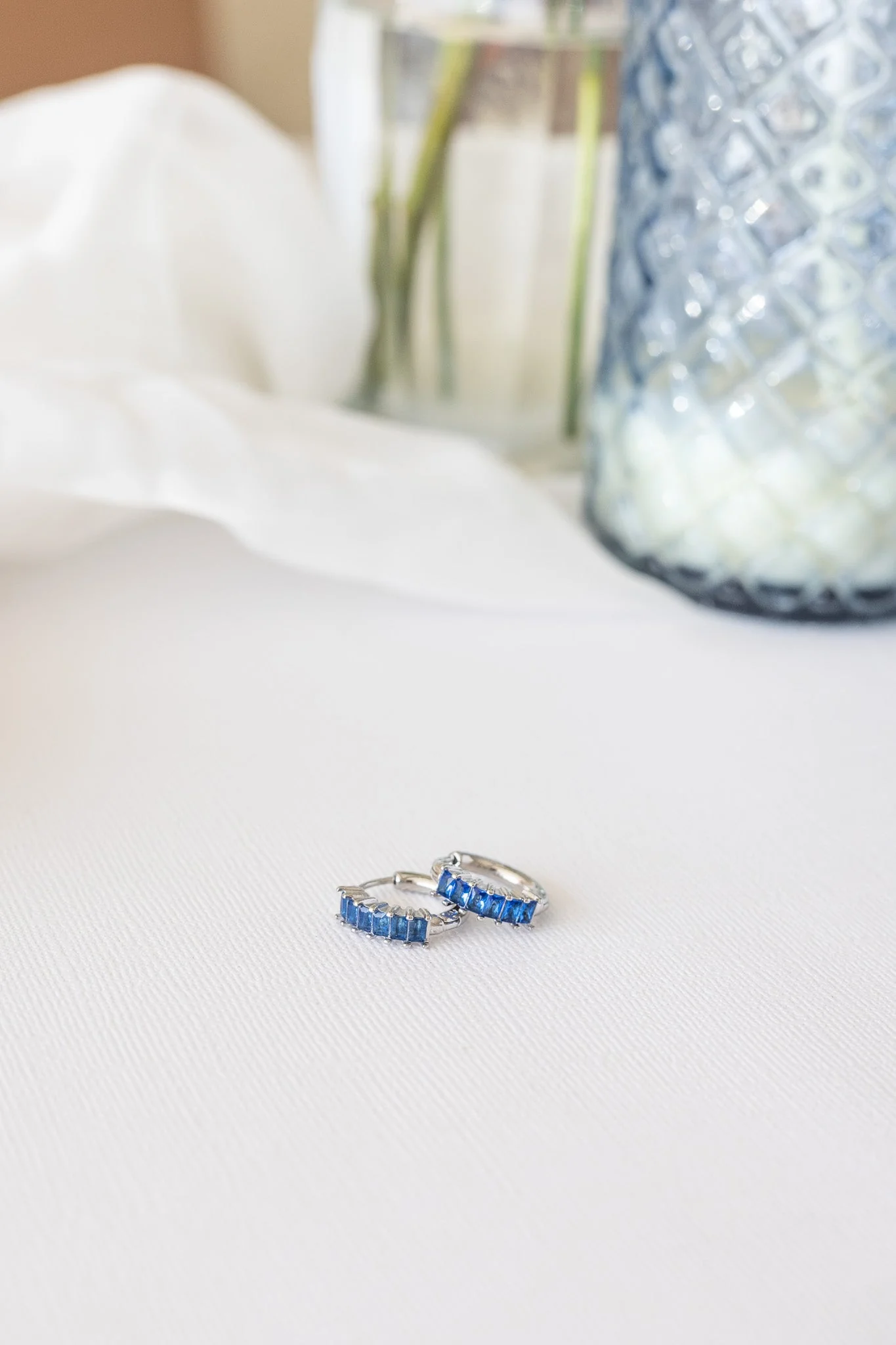 Diamond Hoop Earring in Blue - Image 3