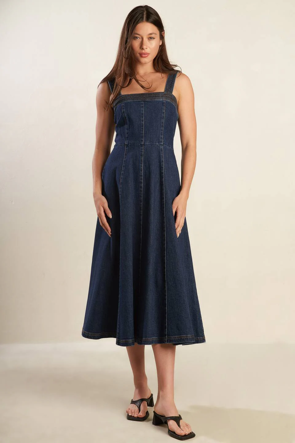 DOMINIQUE DARK DENIM MIDI DRESS - Image 3