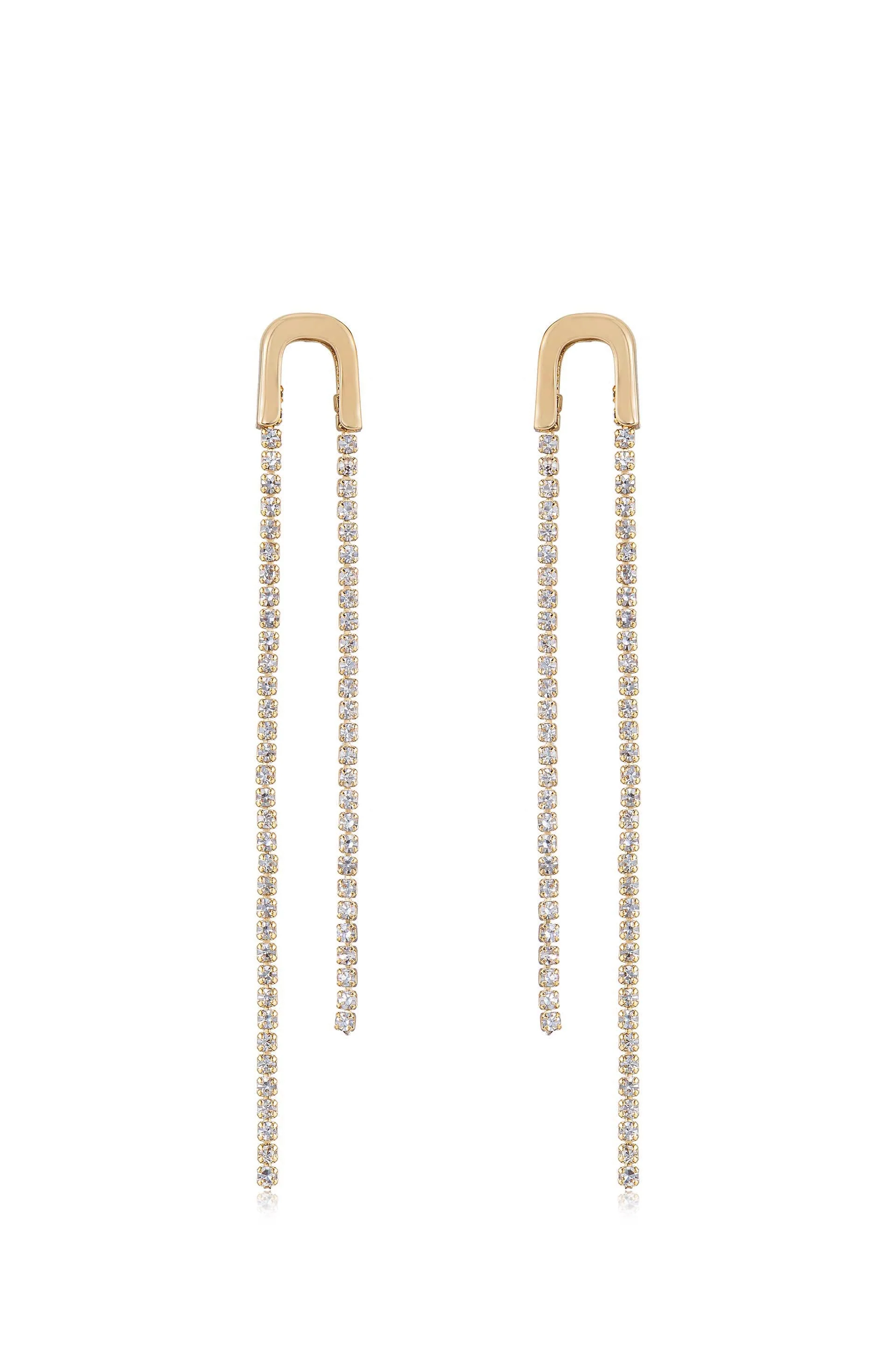 Double Crystal Chain Drop Earrings - Image 2