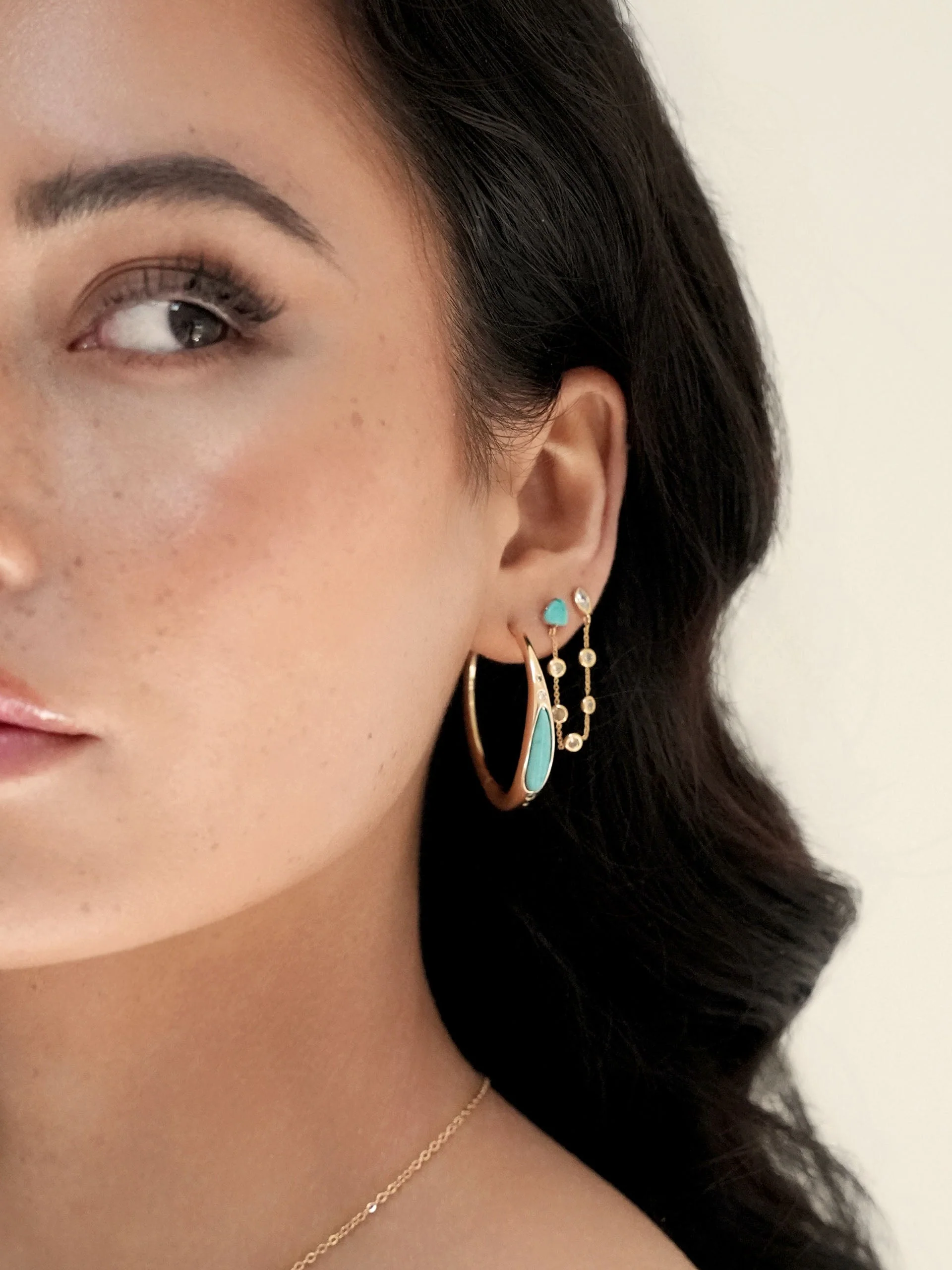 Double Piercing Turquoise Earrings - Image 4