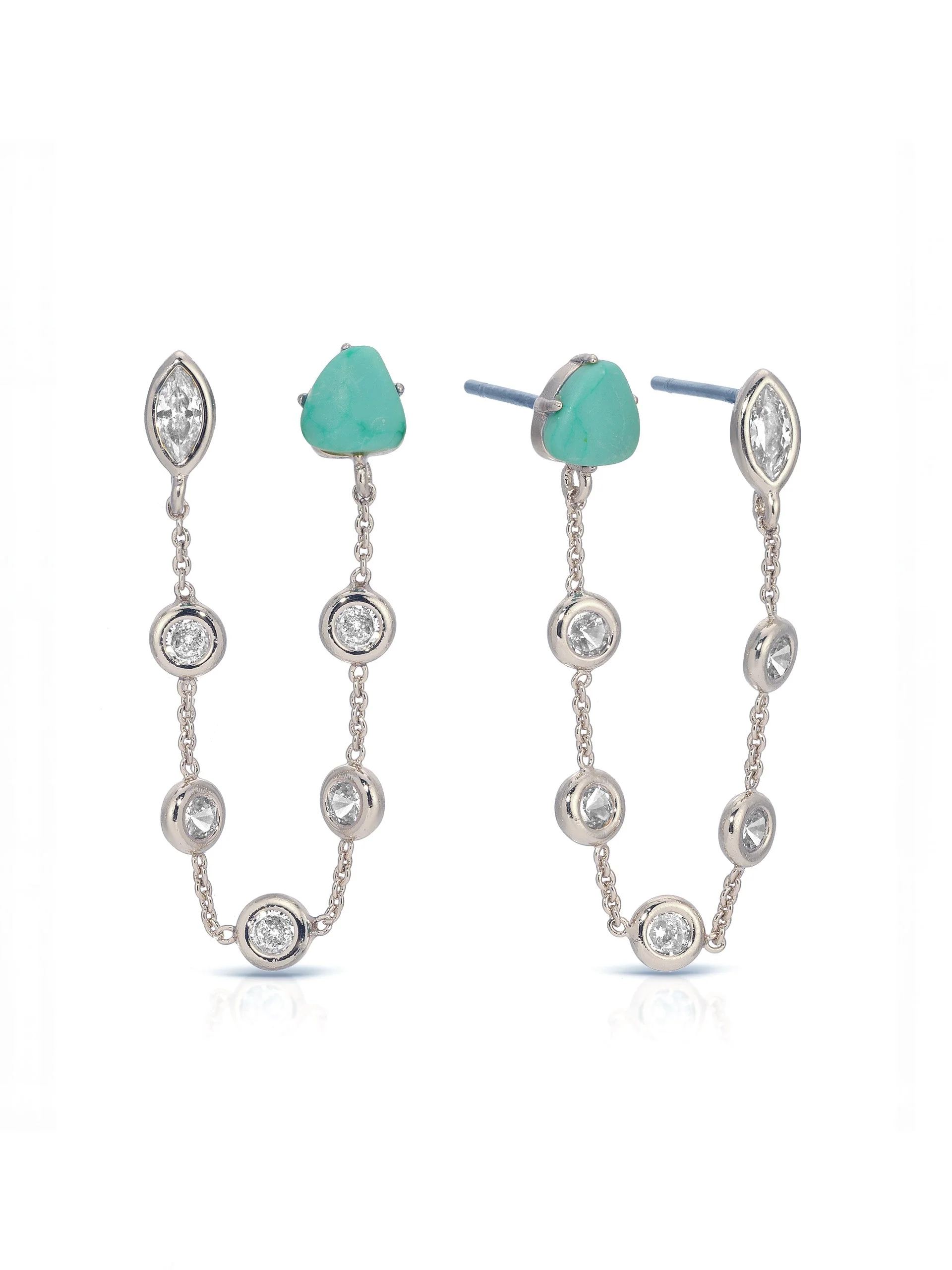 Double Piercing Turquoise Earrings - Image 6