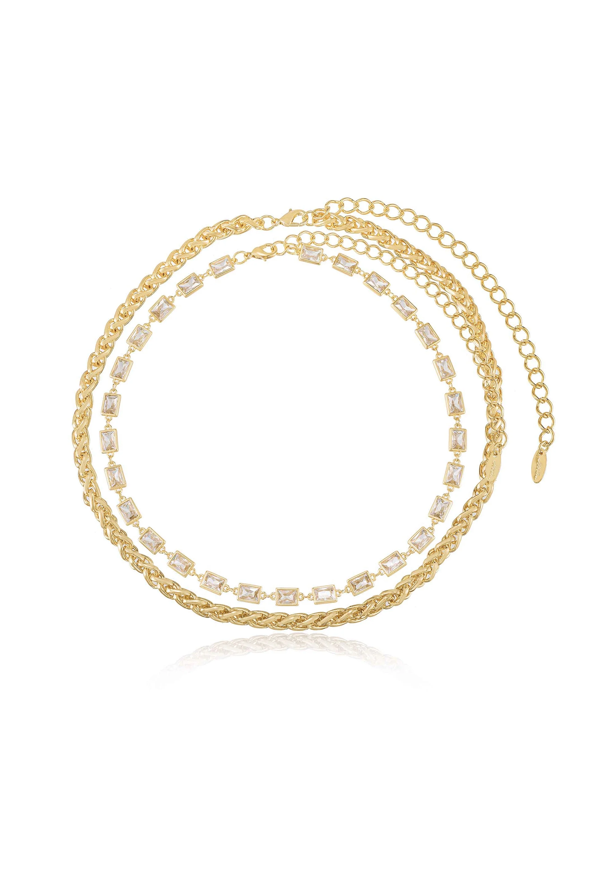 Double The Trouble Crystal & Chain Necklace Set - Image 2