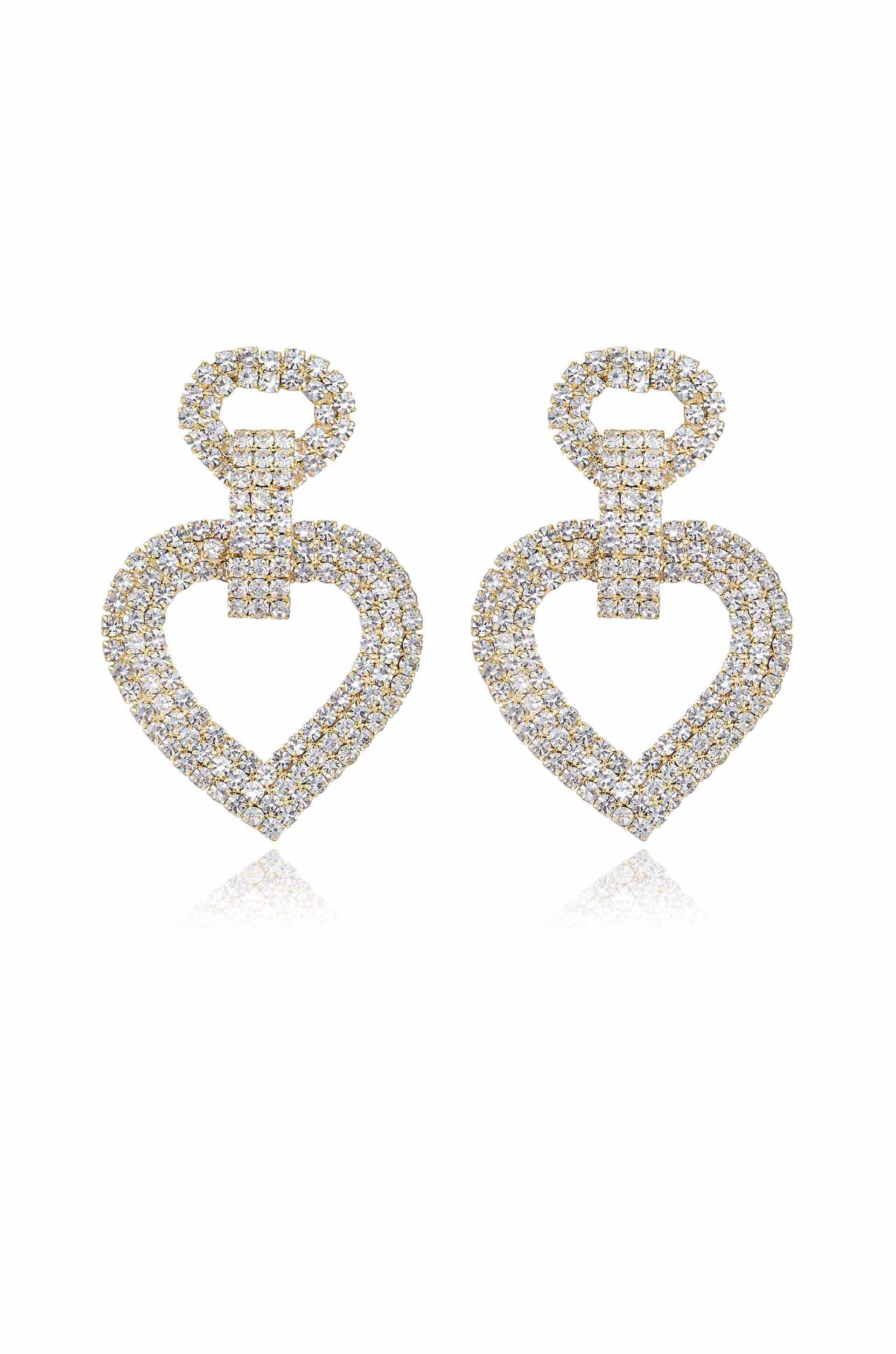 Dove Drop Heart Crystal Earrings - Image 2