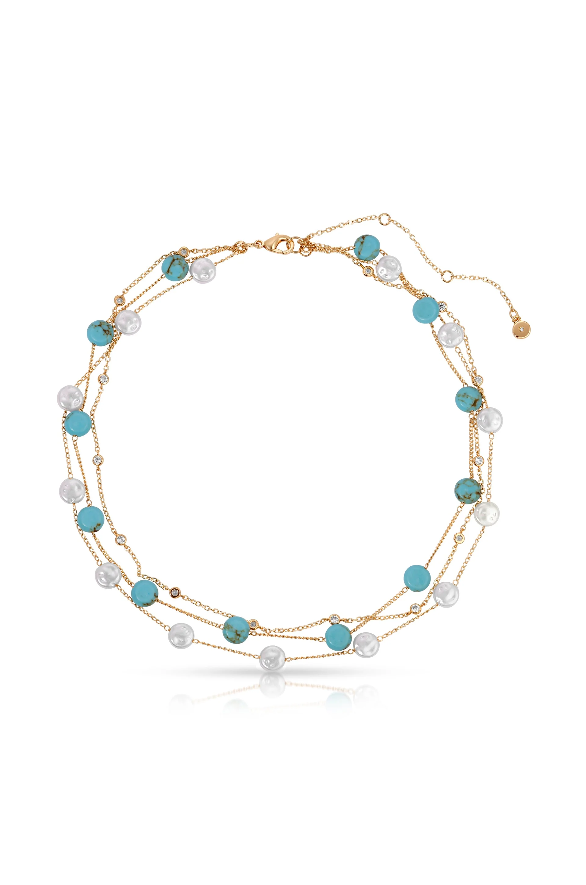 Dressed in Turquoise & Pearls Necklace - Image 2