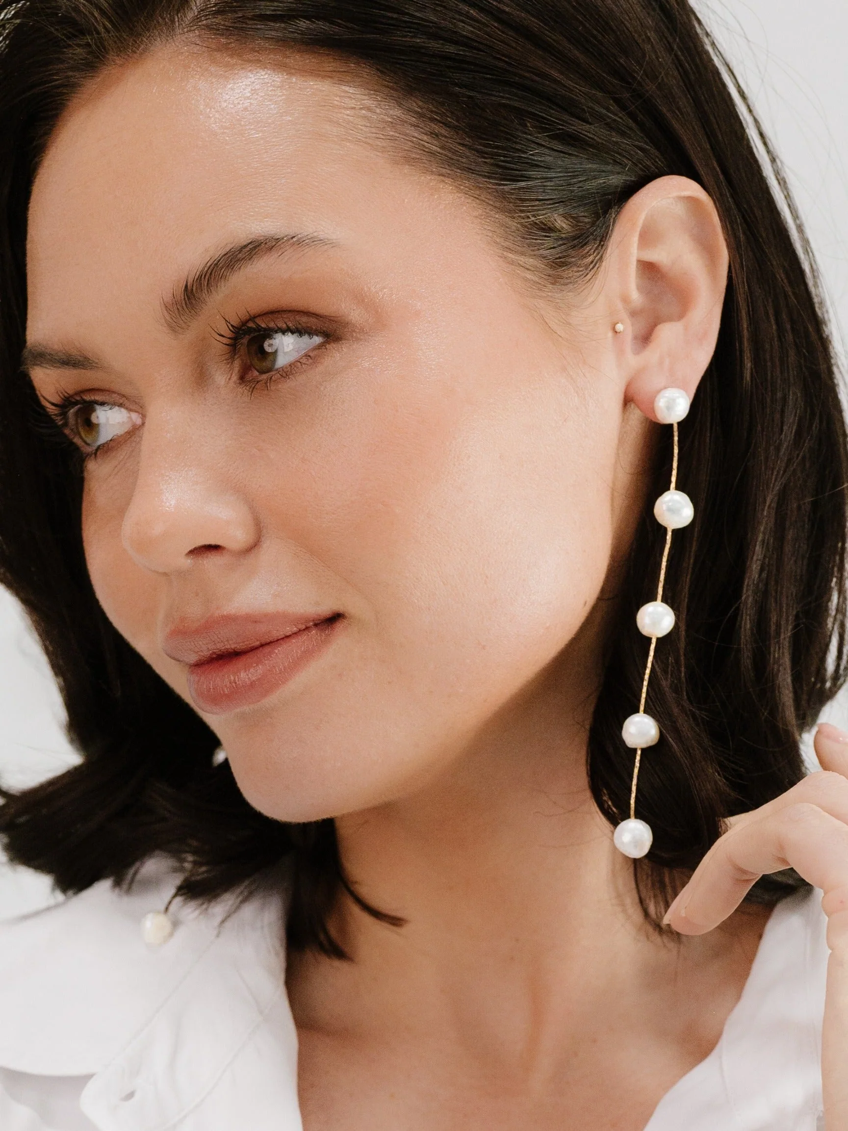 Dripping Pearl Delicate Drop Earrings - Image 3