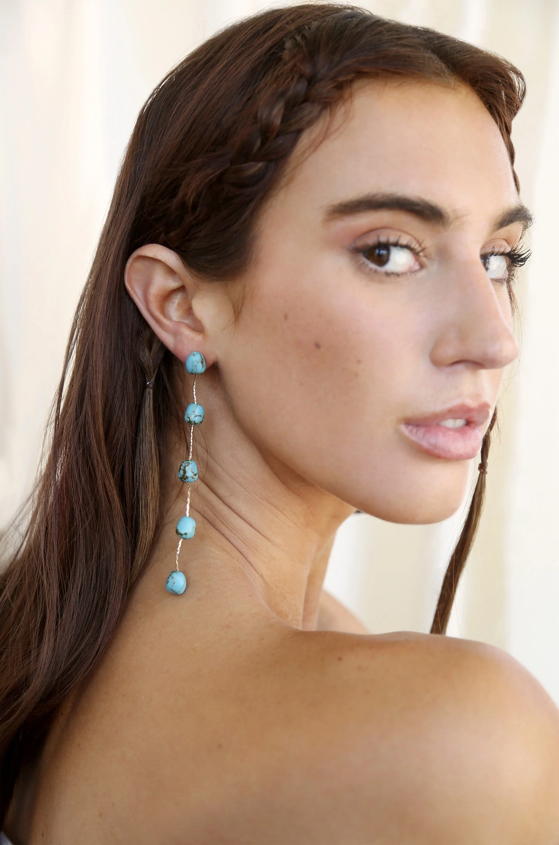 Dripping Turquoise Delicate Drop Earrings - Image 5
