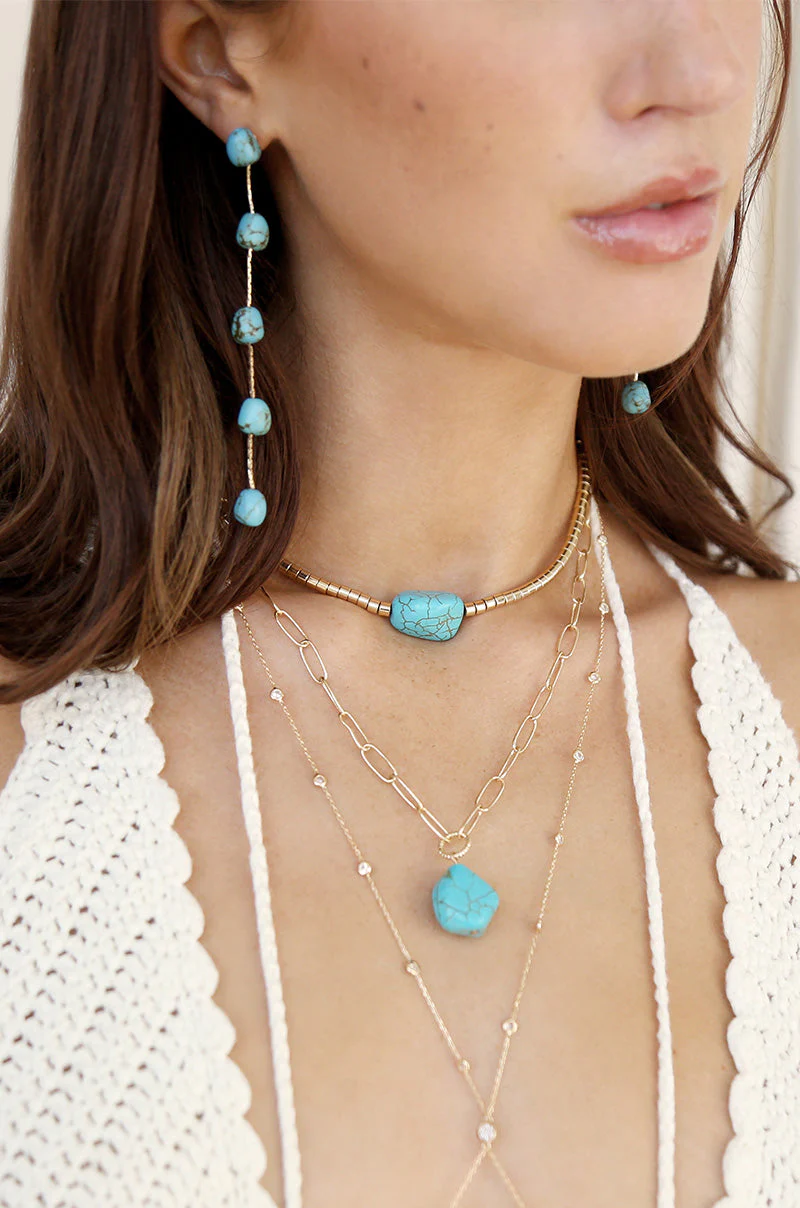 Dripping Turquoise Delicate Drop Earrings - Image 6