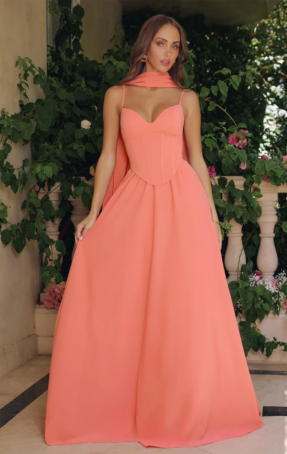 EFFIE GOWN - A-LINE CHIFFON DRESS WITH SCARF - Image 10