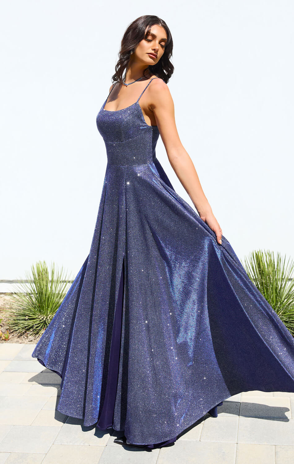 Eileen Gown - Elegant Glittery Drape Formal Dress - Image 3