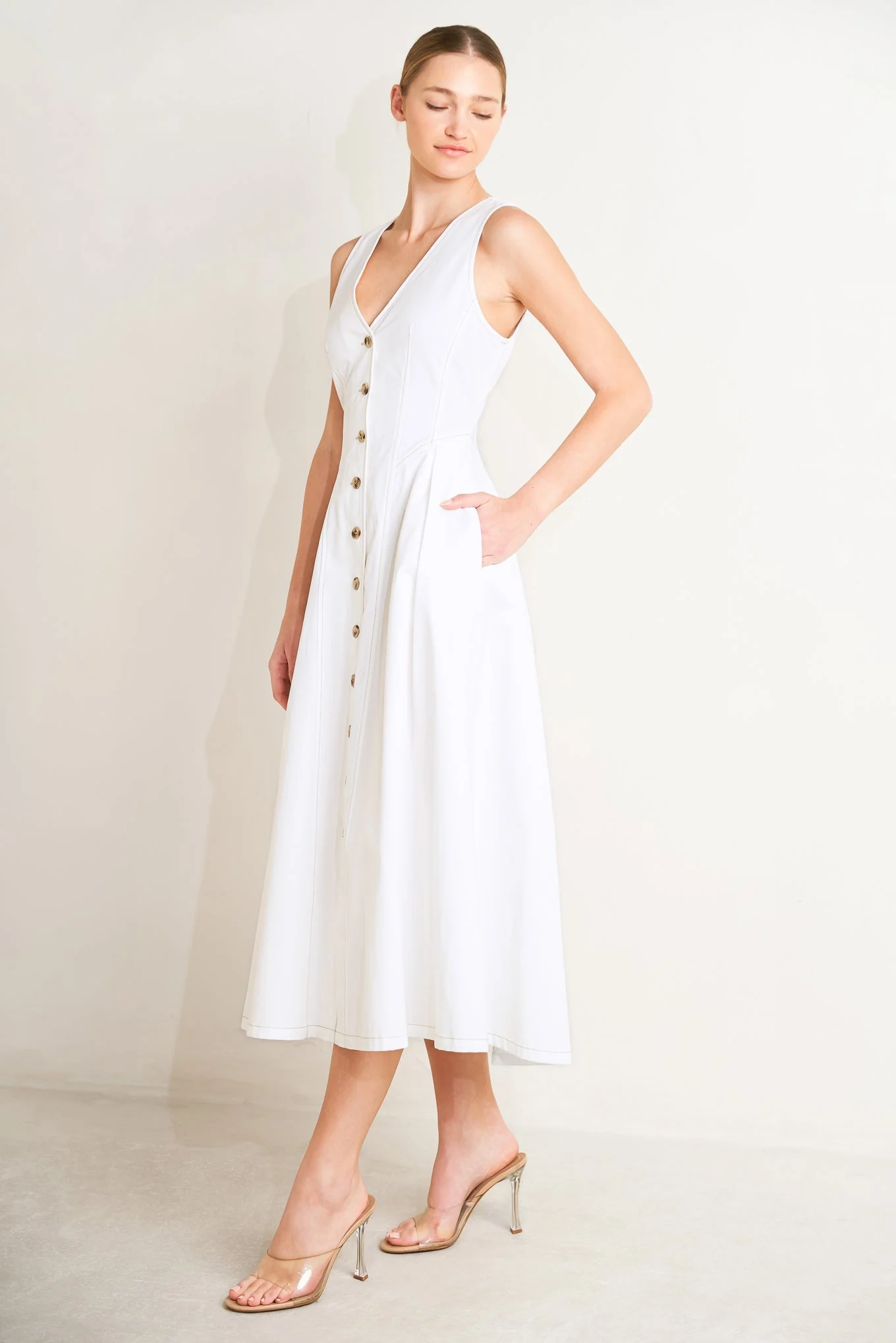 ELEGANTLY YOURS WHITE MIDI DRESS - Image 4