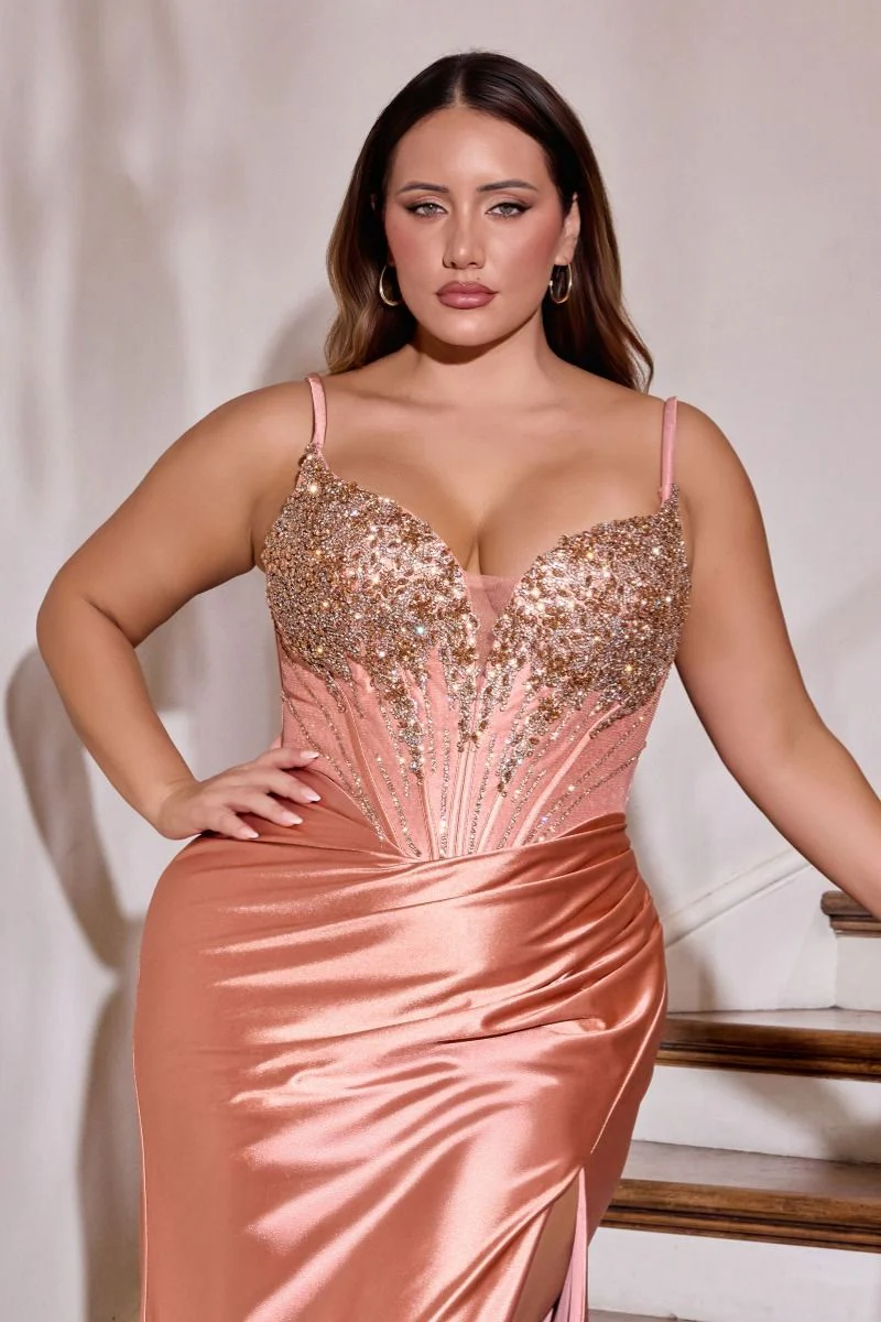 ELOWEN GOWN - BEADED CORSET BACK SATIN DRESS - Image 8