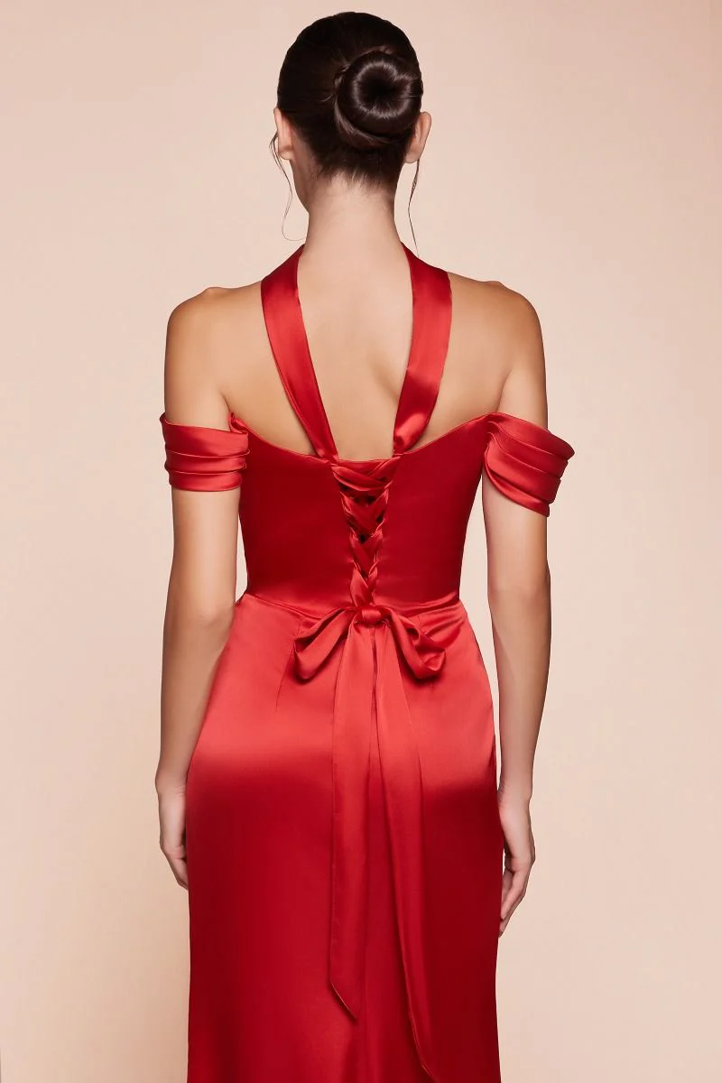 EMERSON GOWN - OFF THE SHOULDER LUXE SATIN DRESS - Image 4