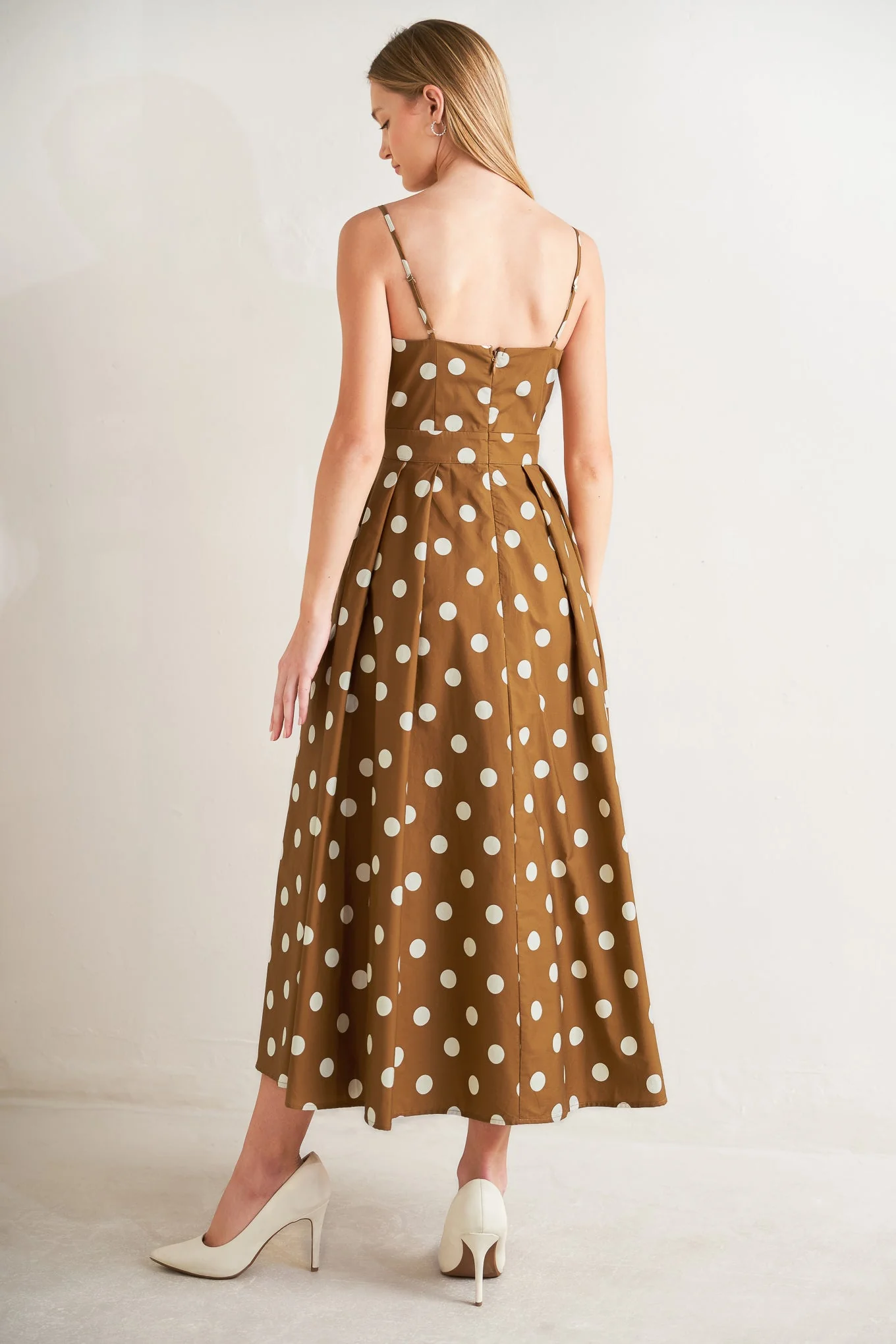 ESPRESSO DREAM POLKA DOT MIDI DRESS - Image 2