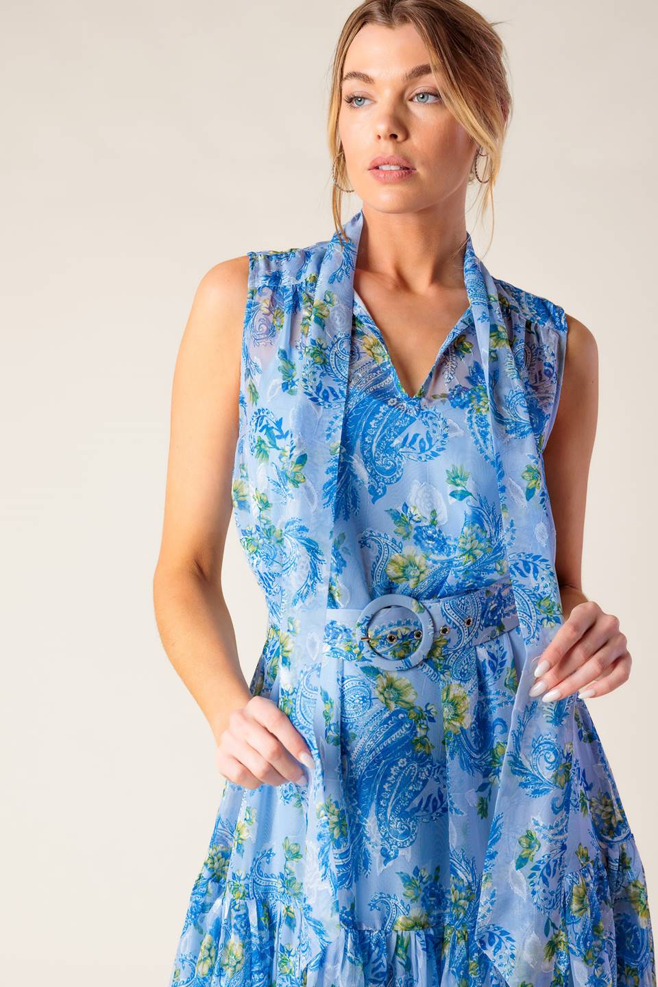 EVER AFTER BOW TIE MIDI DRESS - POWDER BLUE - Image 3