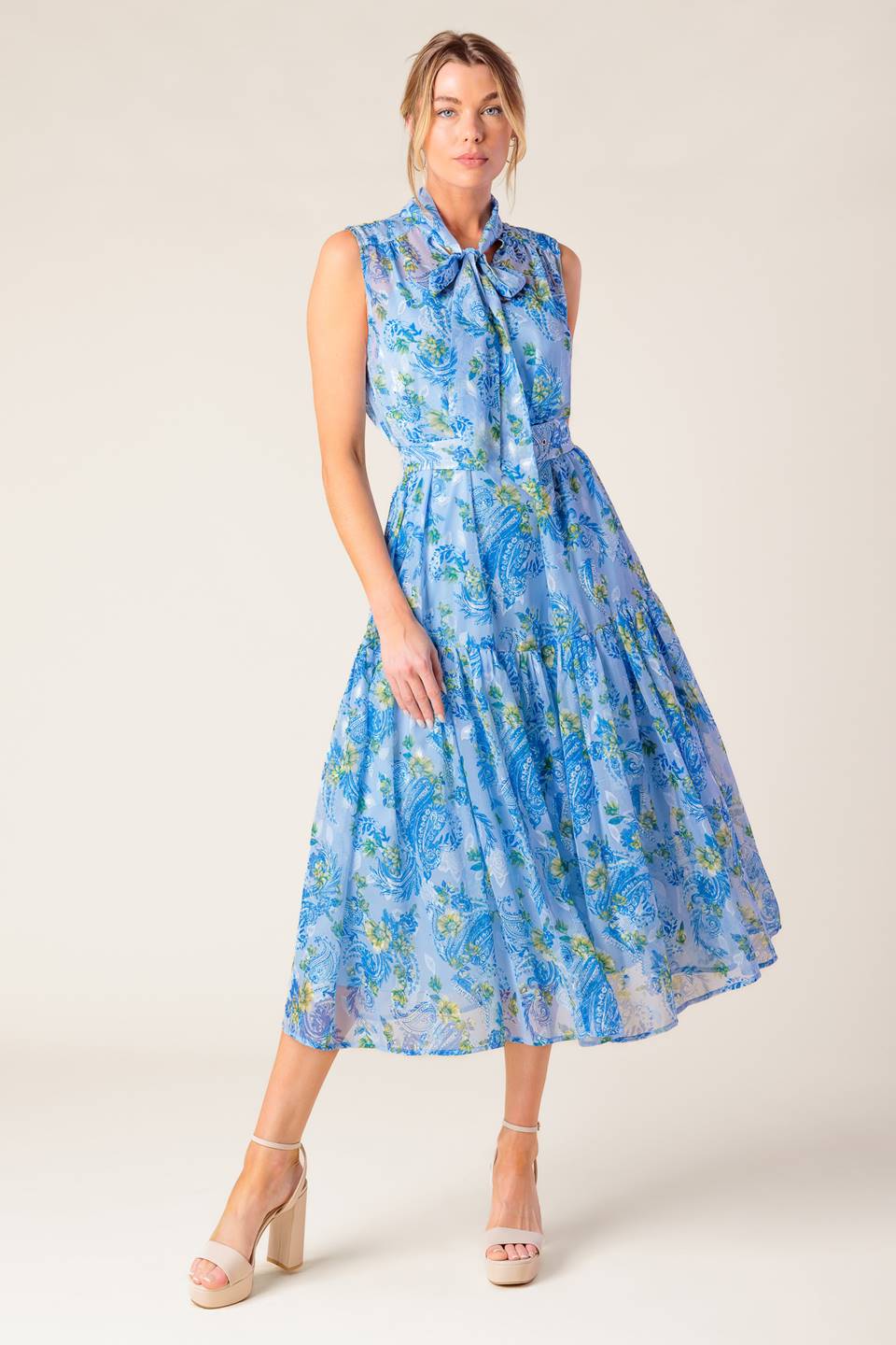 EVER AFTER BOW TIE MIDI DRESS - POWDER BLUE - Image 4
