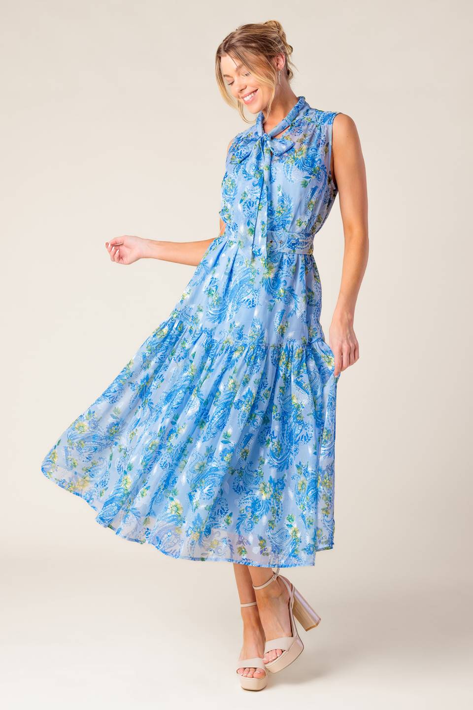 EVER AFTER BOW TIE MIDI DRESS - POWDER BLUE - Image 5
