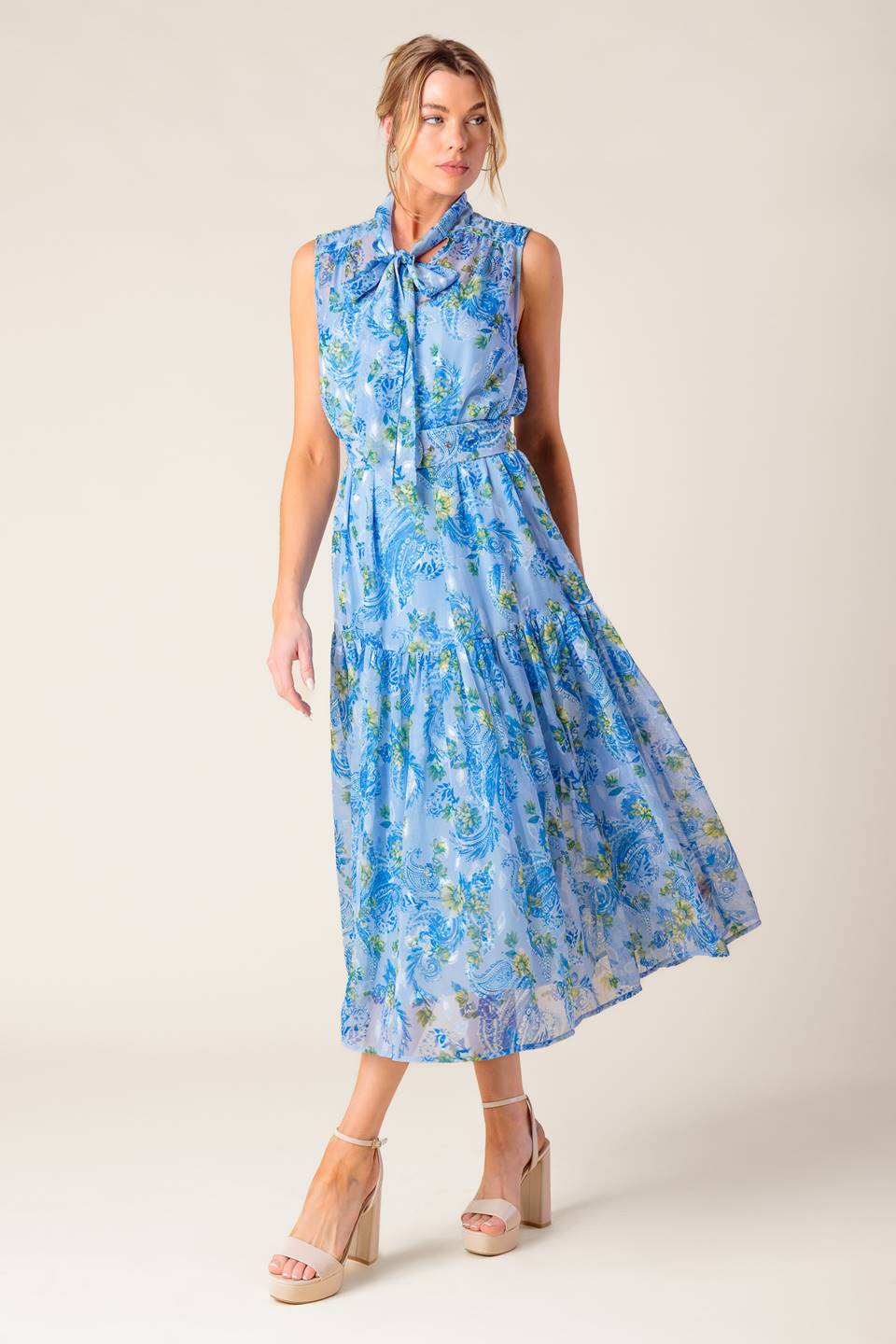 EVER AFTER BOW TIE MIDI DRESS - POWDER BLUE - Image 6
