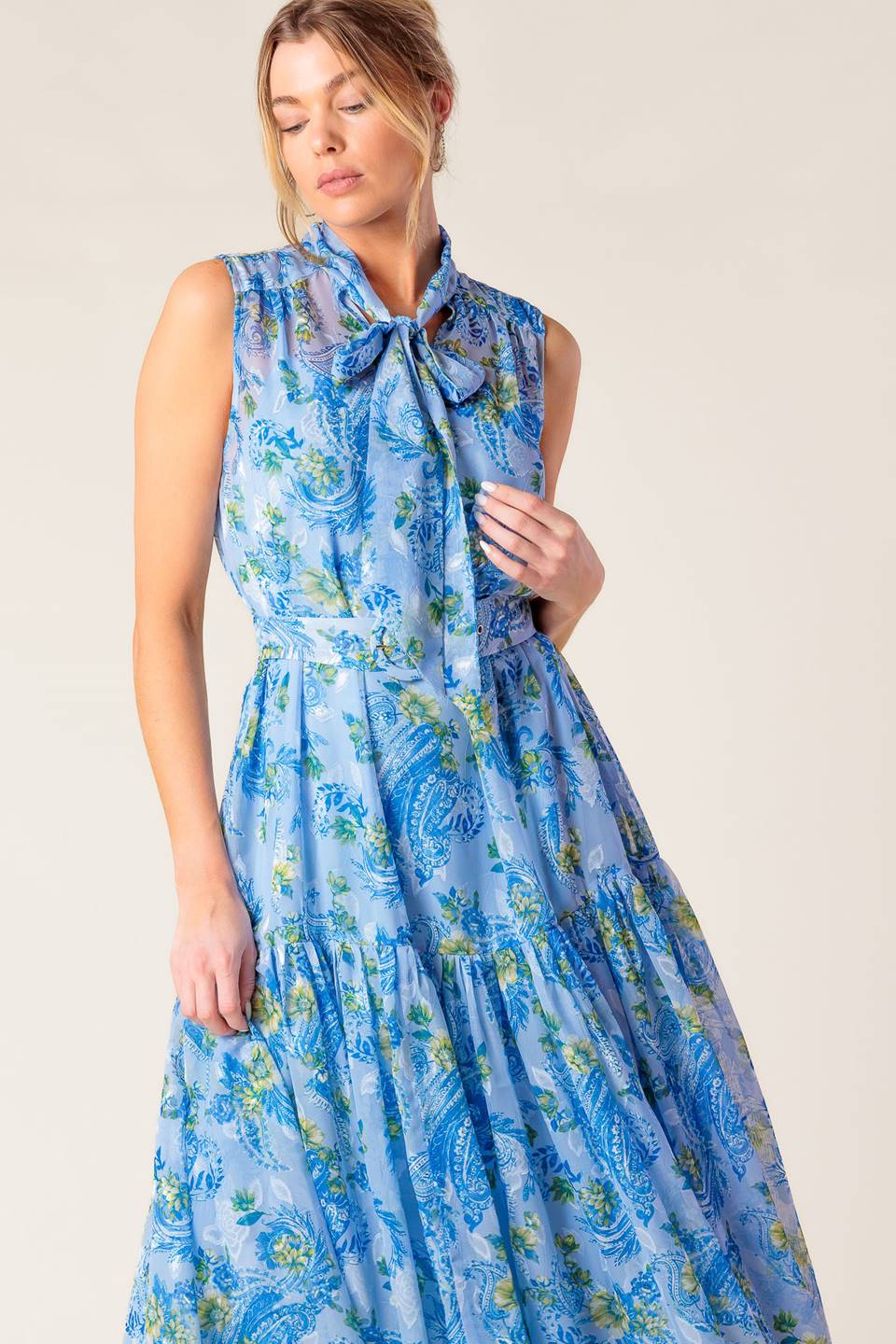EVER AFTER BOW TIE MIDI DRESS - POWDER BLUE - Image 7