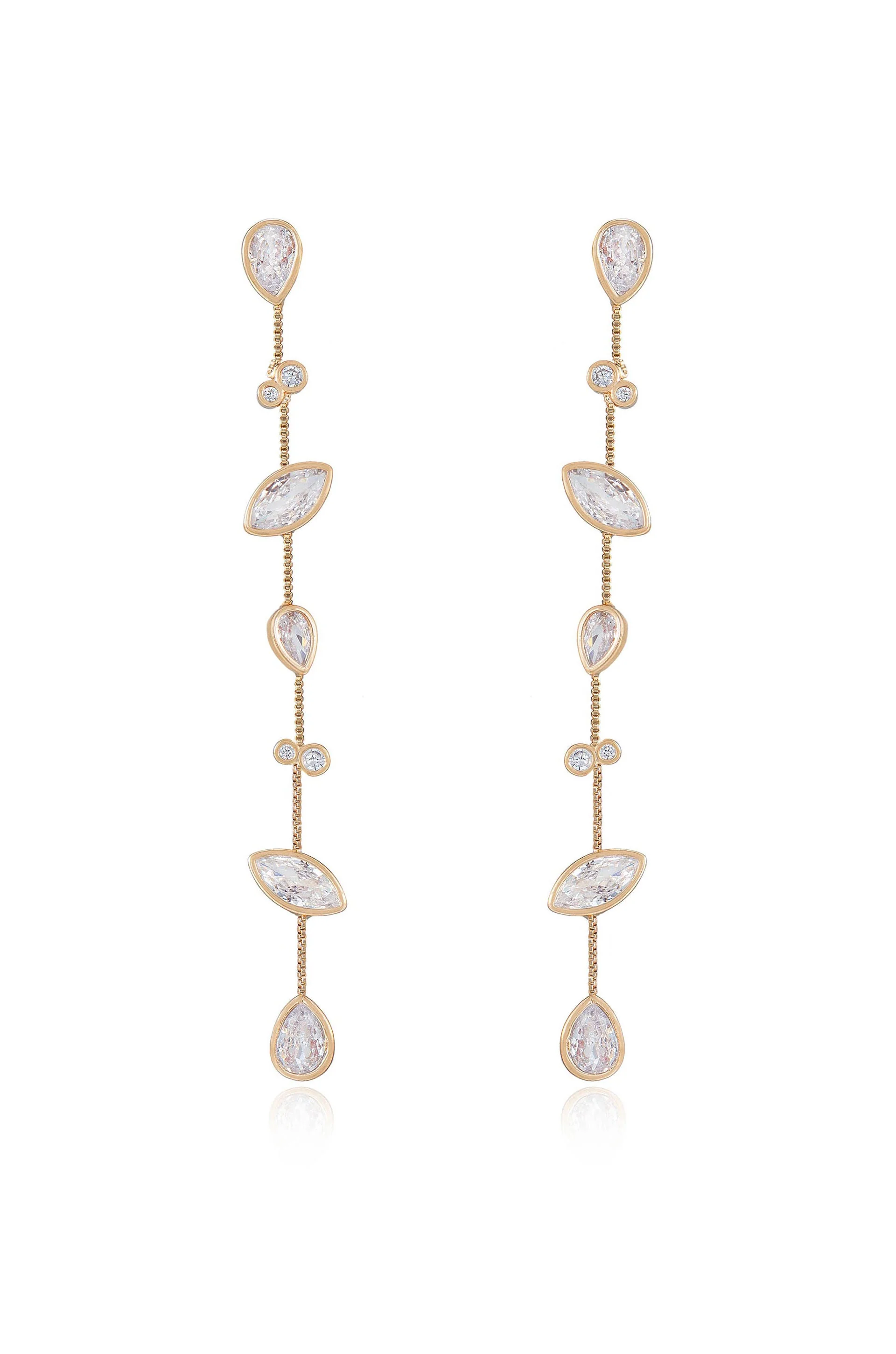 Falling Bezel Crystal Dangle Earrings - Image 2