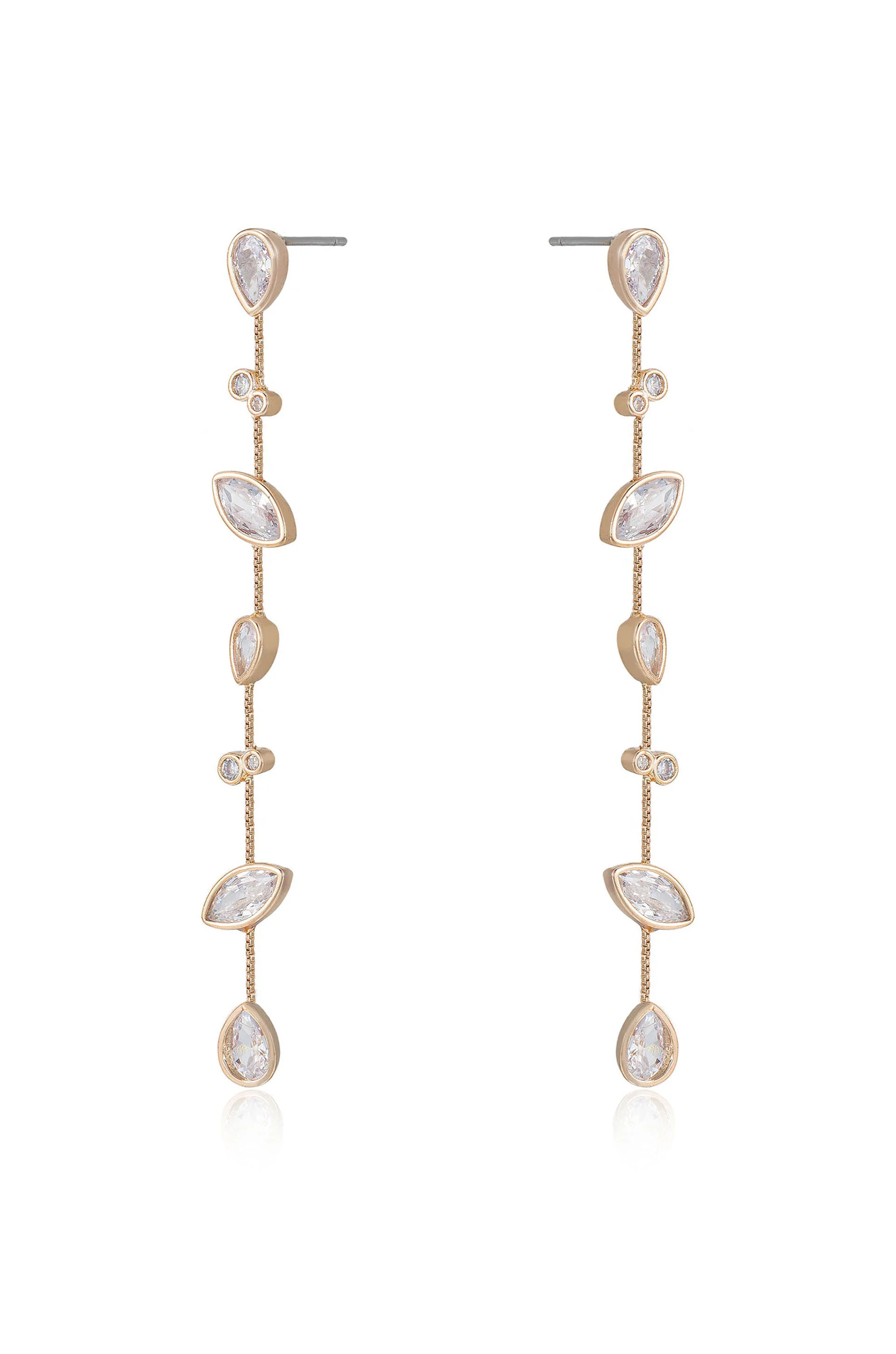 Falling Bezel Crystal Dangle Earrings - Image 3