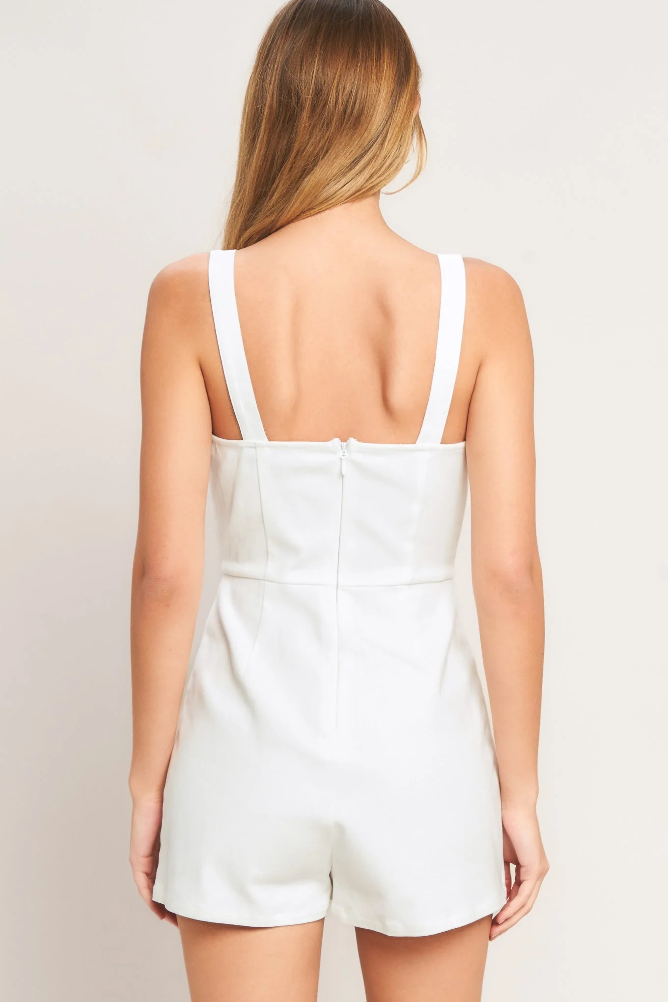 FIRST DATE WHITE DENIM SKORT ROMPER - Image 3