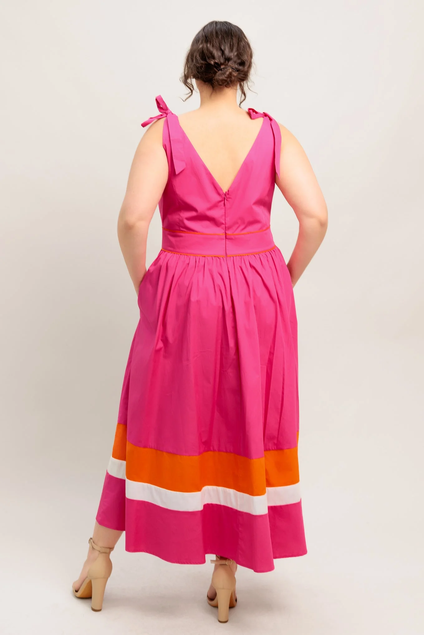 FOREST CHARM FUCHSIA & ORANGE MIDI DRESS - Image 11