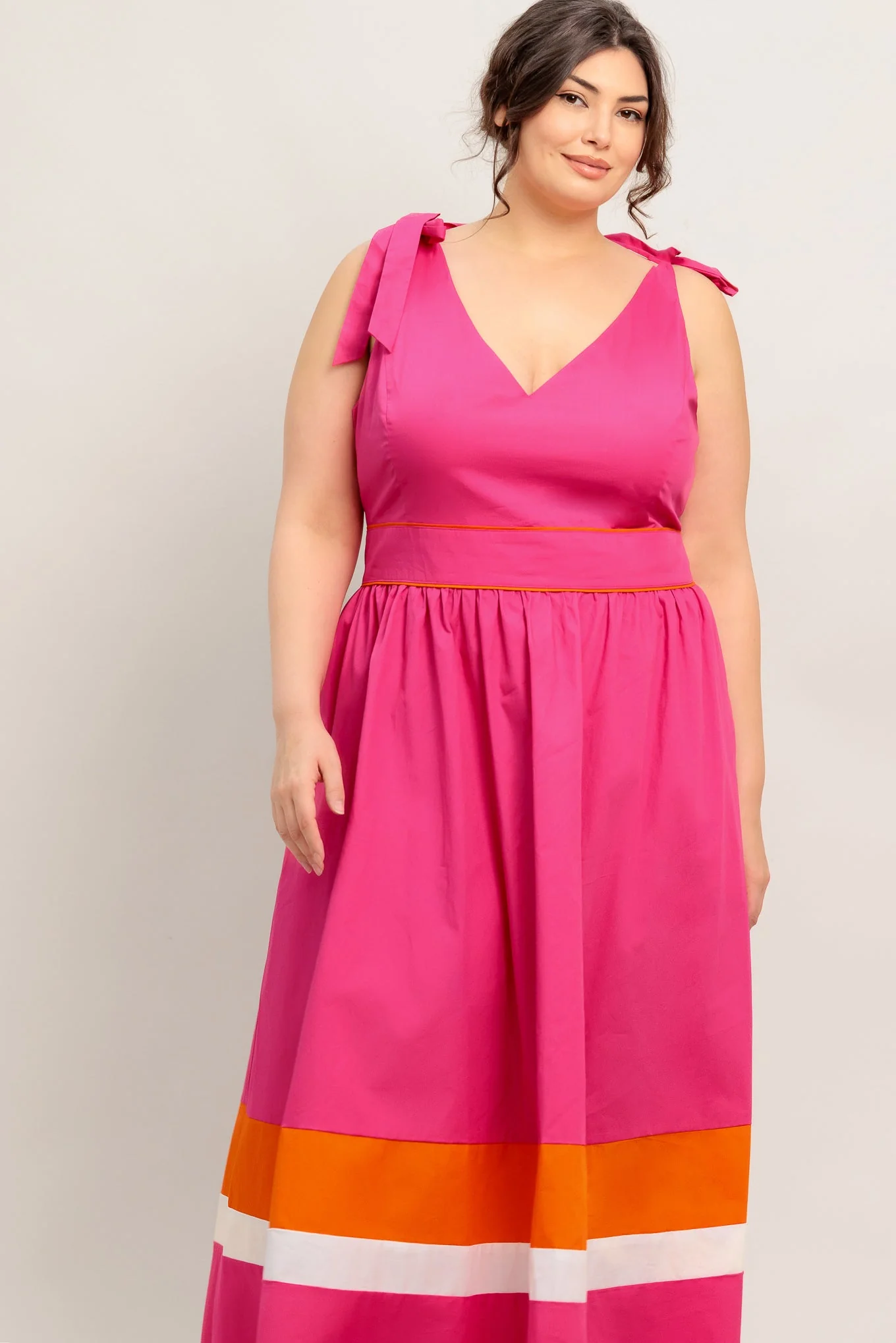FOREST CHARM FUCHSIA & ORANGE MIDI DRESS - Image 12