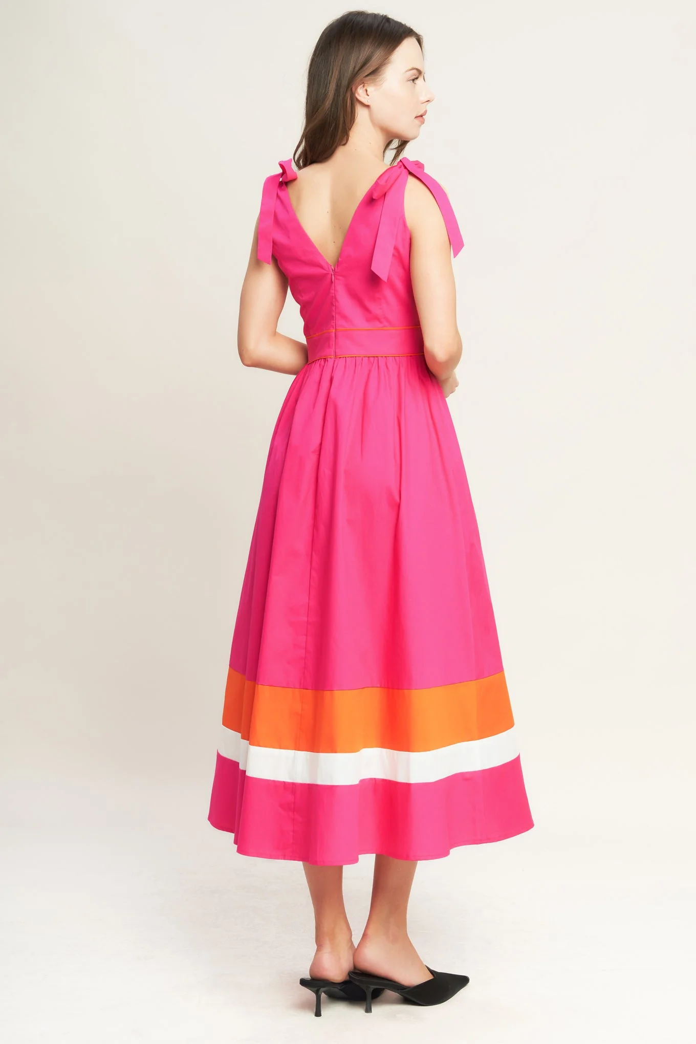 FOREST CHARM FUCHSIA & ORANGE MIDI DRESS - Image 2