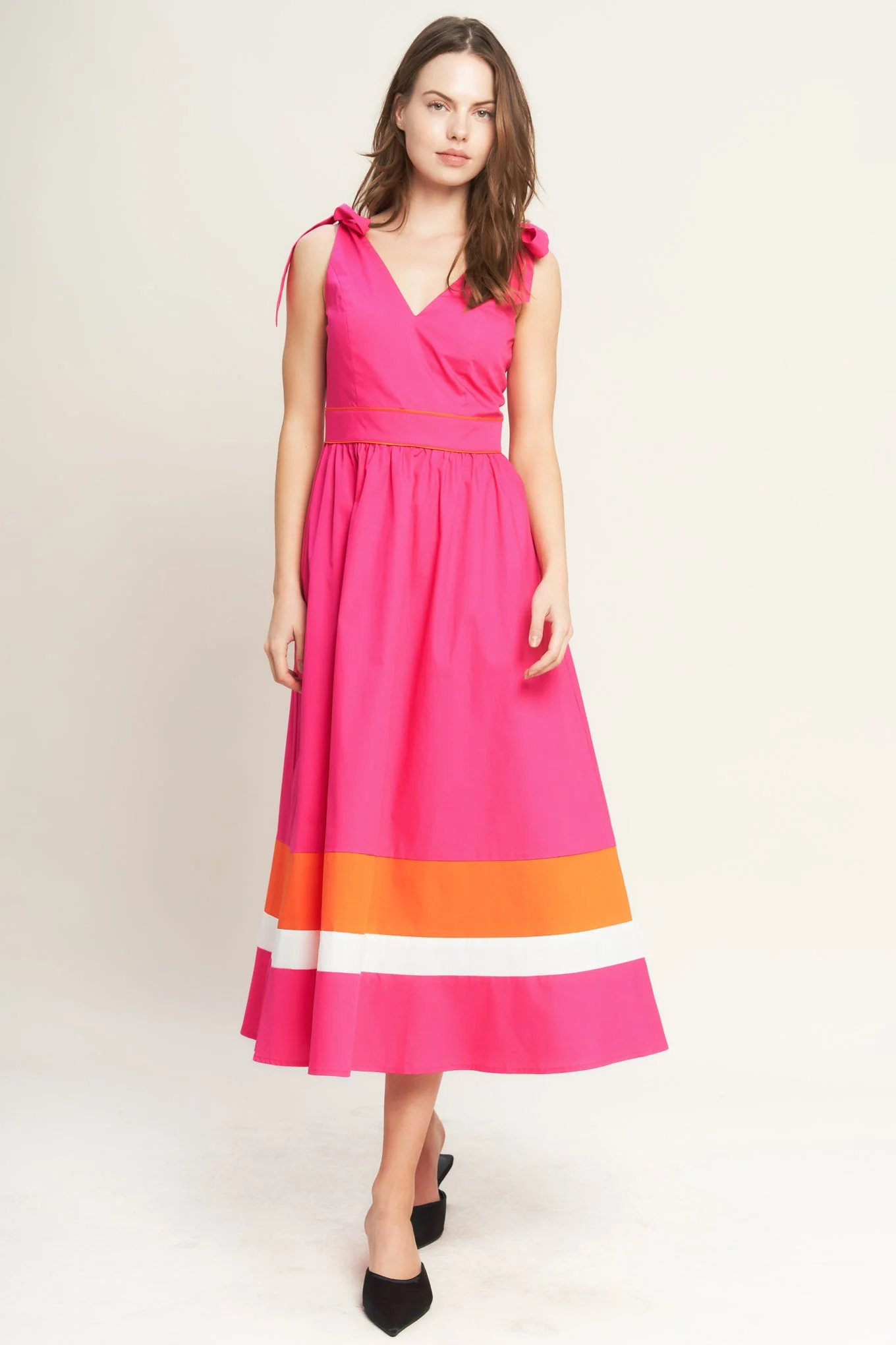 FOREST CHARM FUCHSIA & ORANGE MIDI DRESS - Image 6