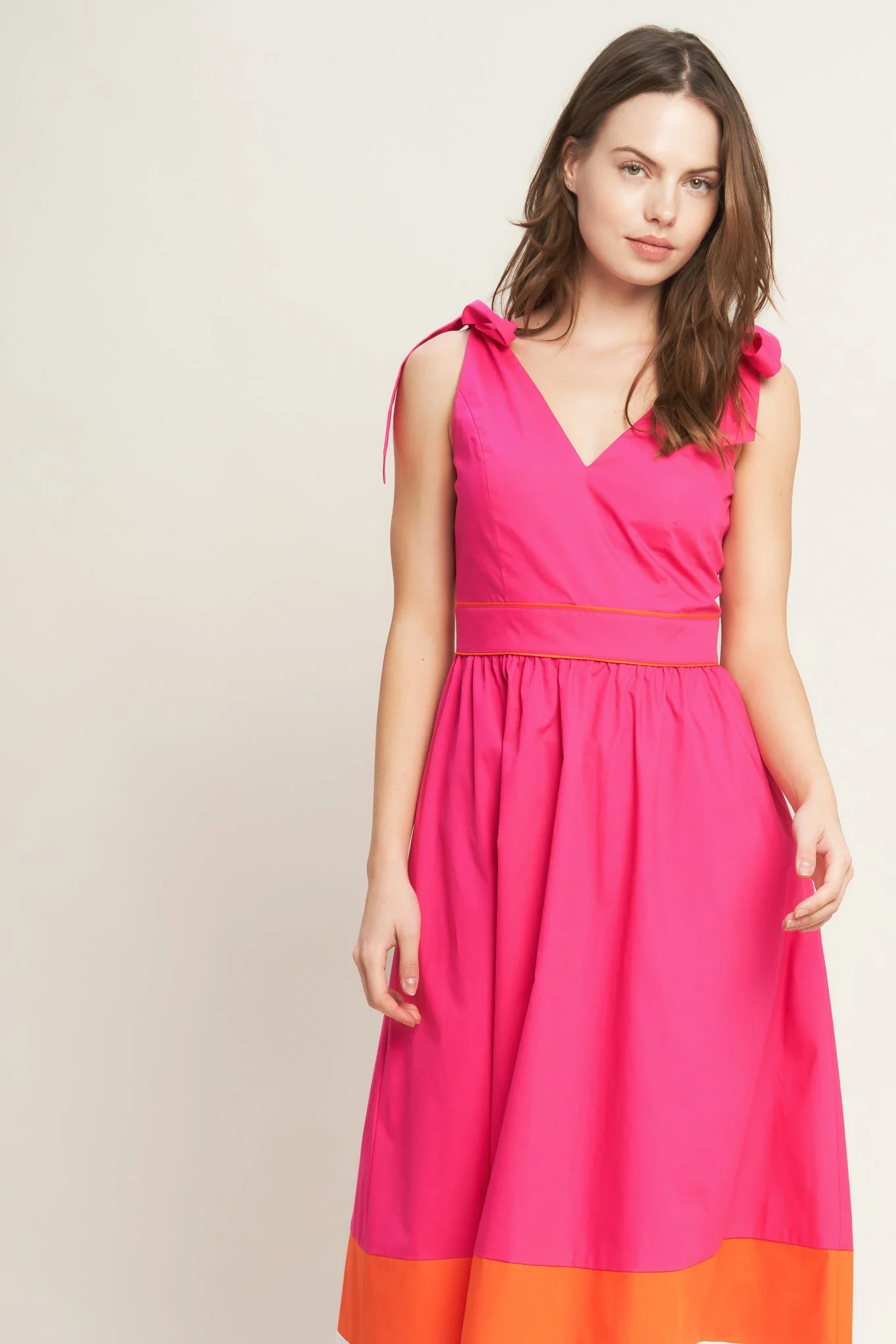 FOREST CHARM FUCHSIA & ORANGE MIDI DRESS - Image 7