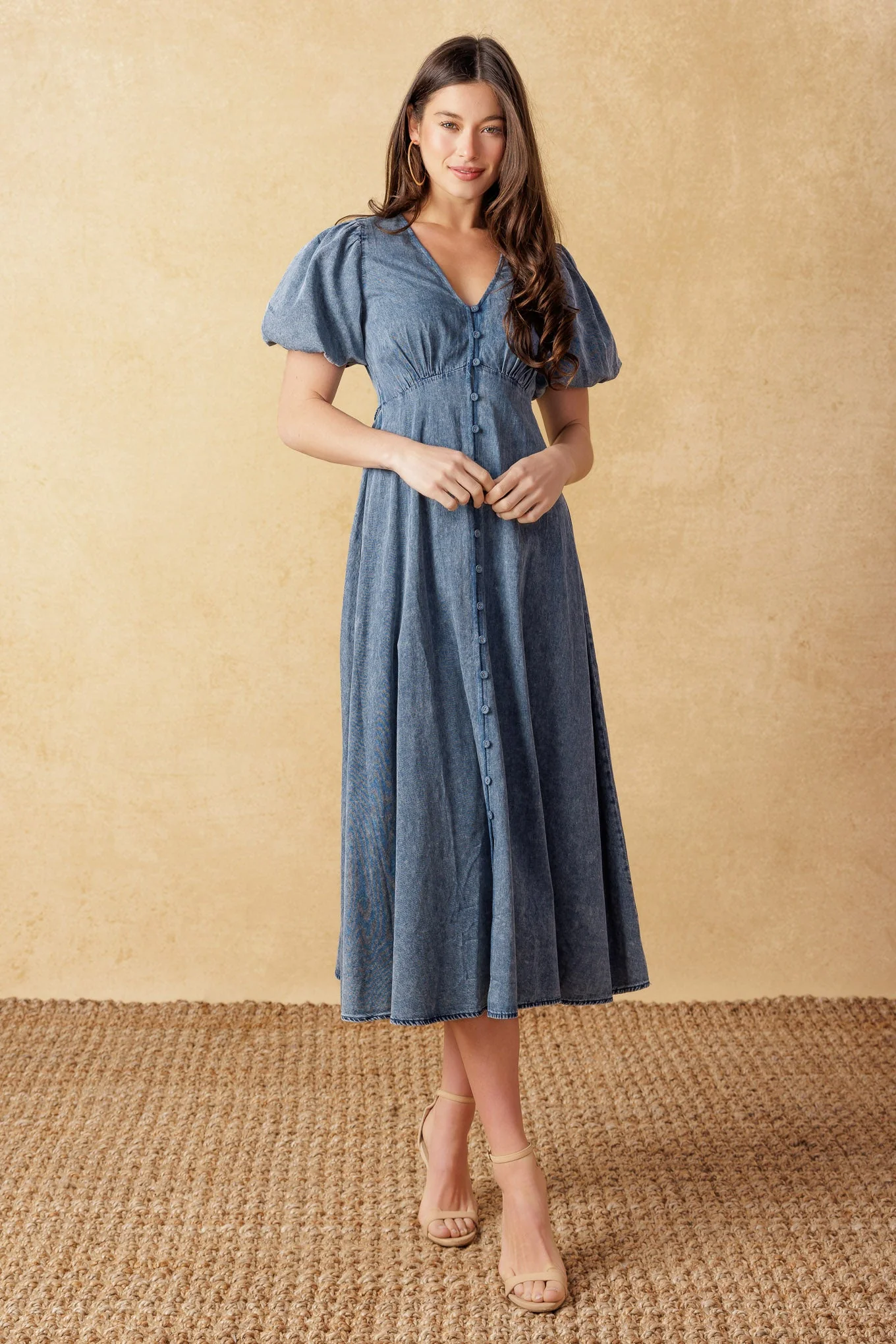 FOREVER MINE LIGHT WEIGHT DENIM MIDI DRESS - Image 6