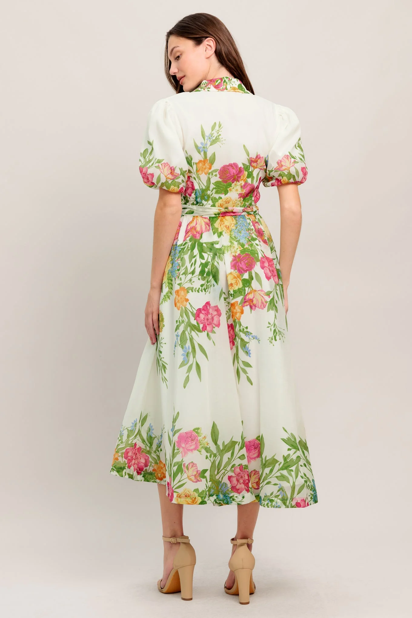 FRESH BLOSSOM IVORY FLORAL MIDI DRESS - Image 3