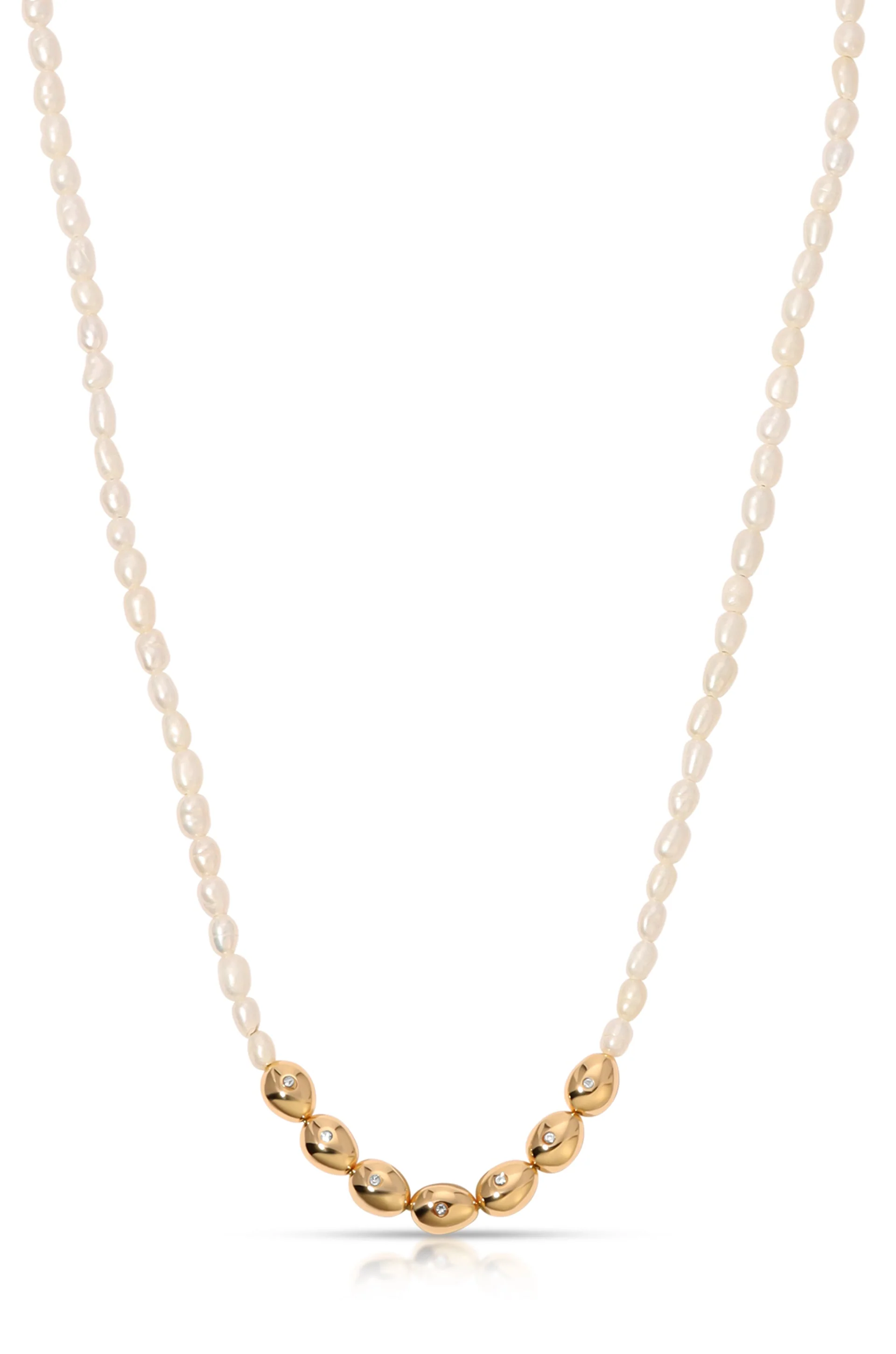 Freshwater Pearl Polished Pebble Necklace - Image 2