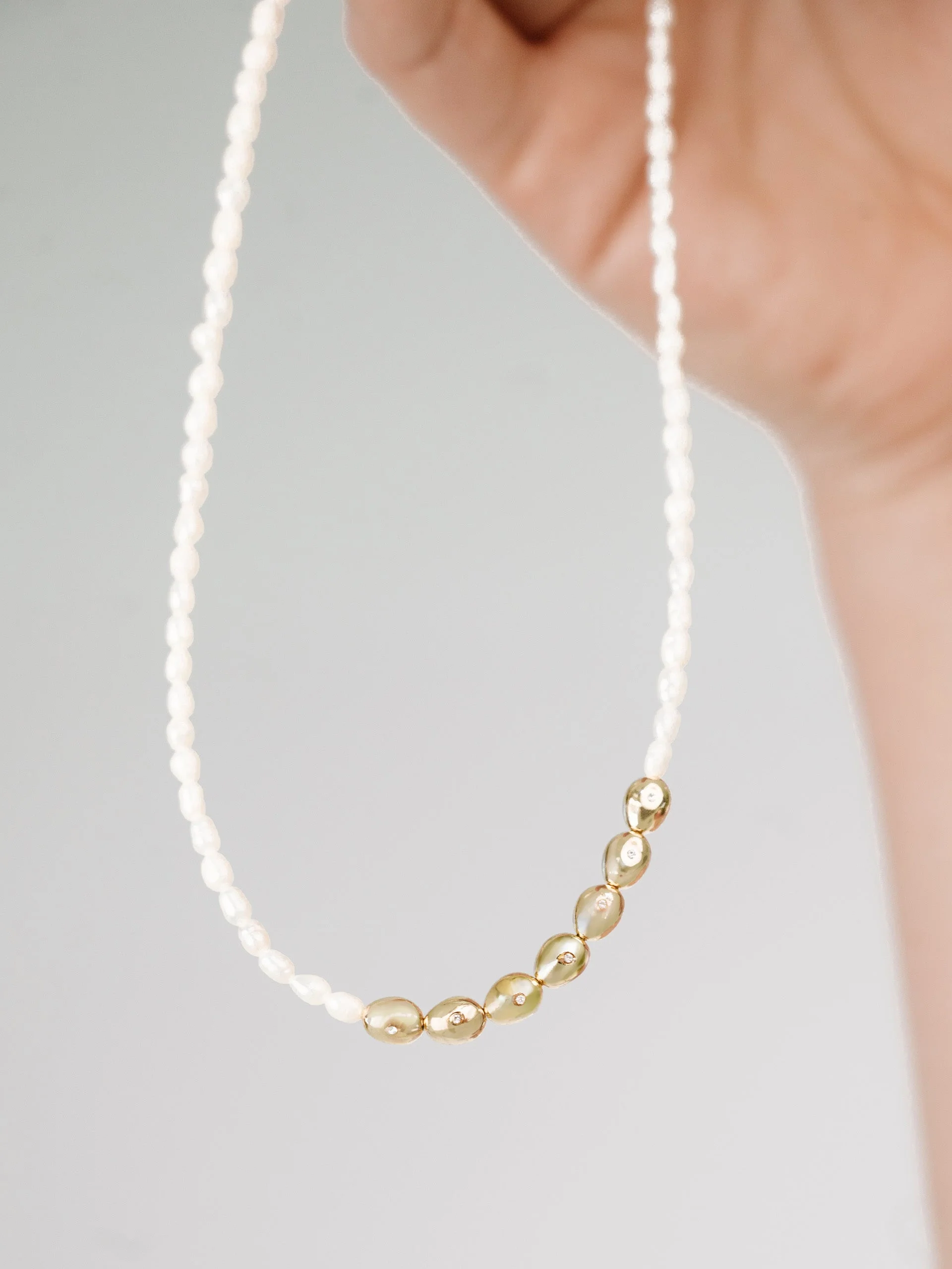 Freshwater Pearl Polished Pebble Necklace - Image 5
