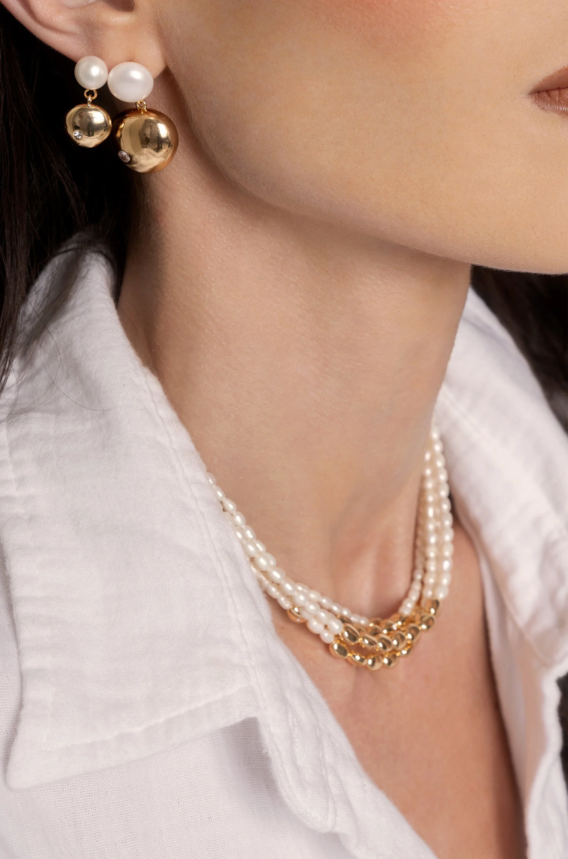 Freshwater Pearl Polished Pebble Necklace - Image 7