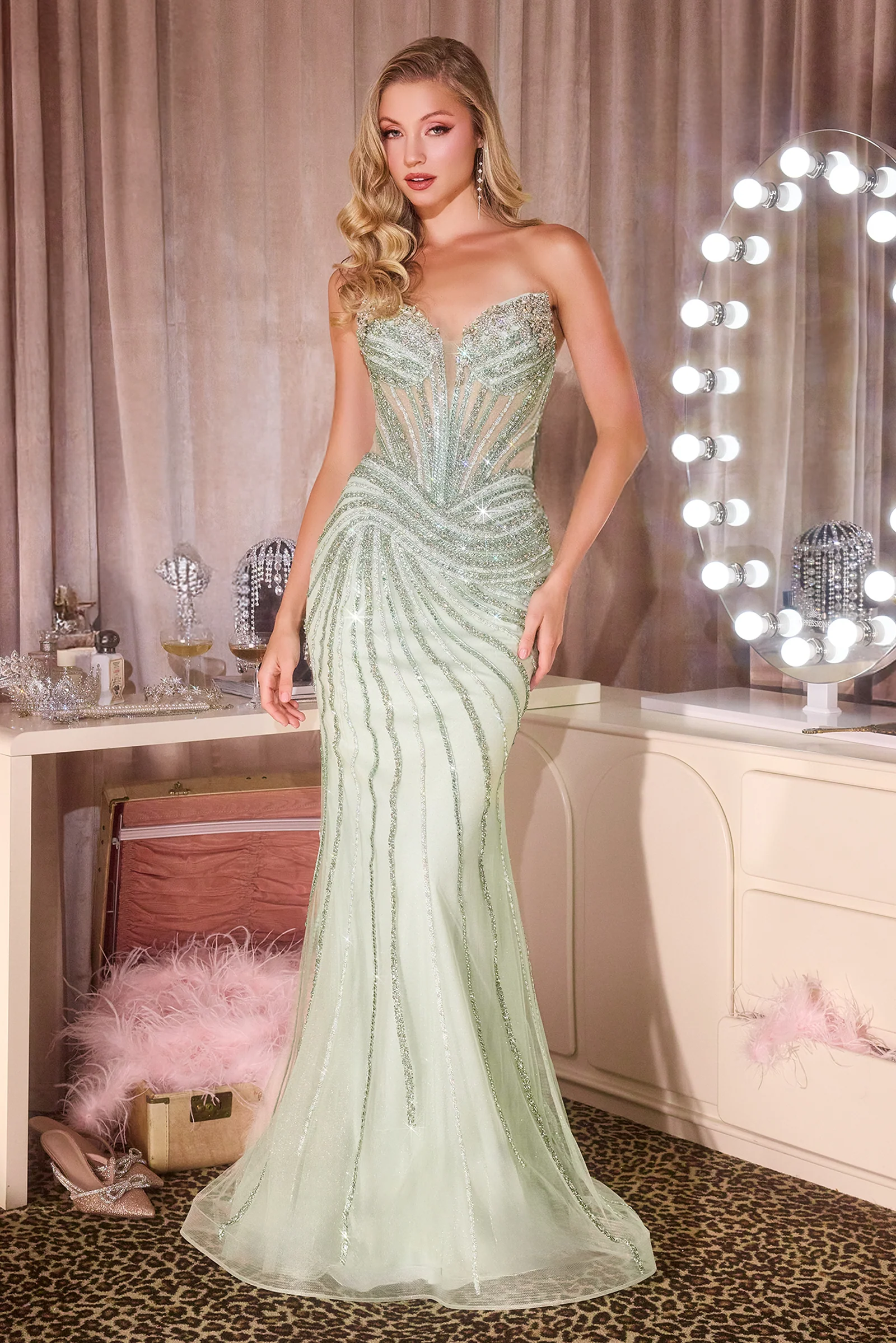 Frieda Gown - Beaded Illusion Corset Dress - Image 3