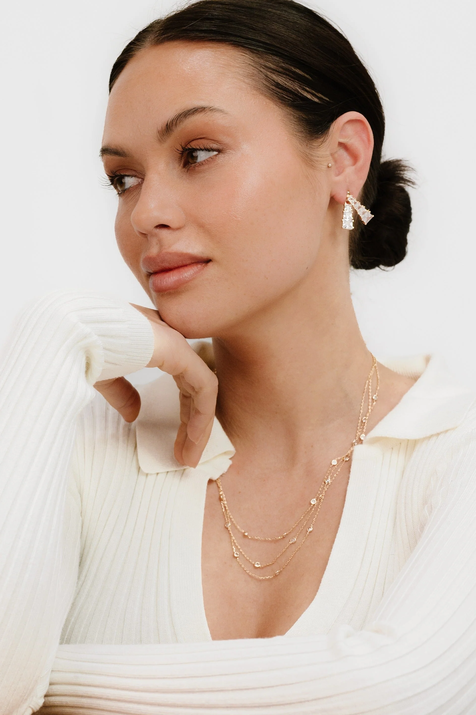 Front and Back Crystal Dangle Earrings - Image 5
