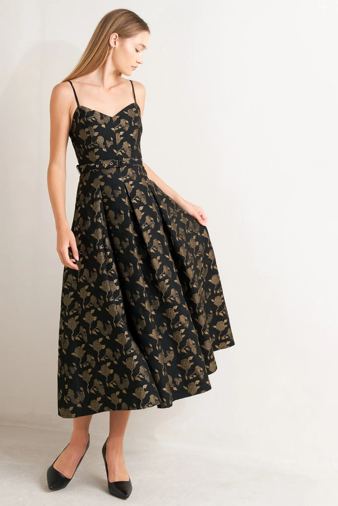 GARDEN OPERA BLACK & BROWN MIDI DRESS - Image 3