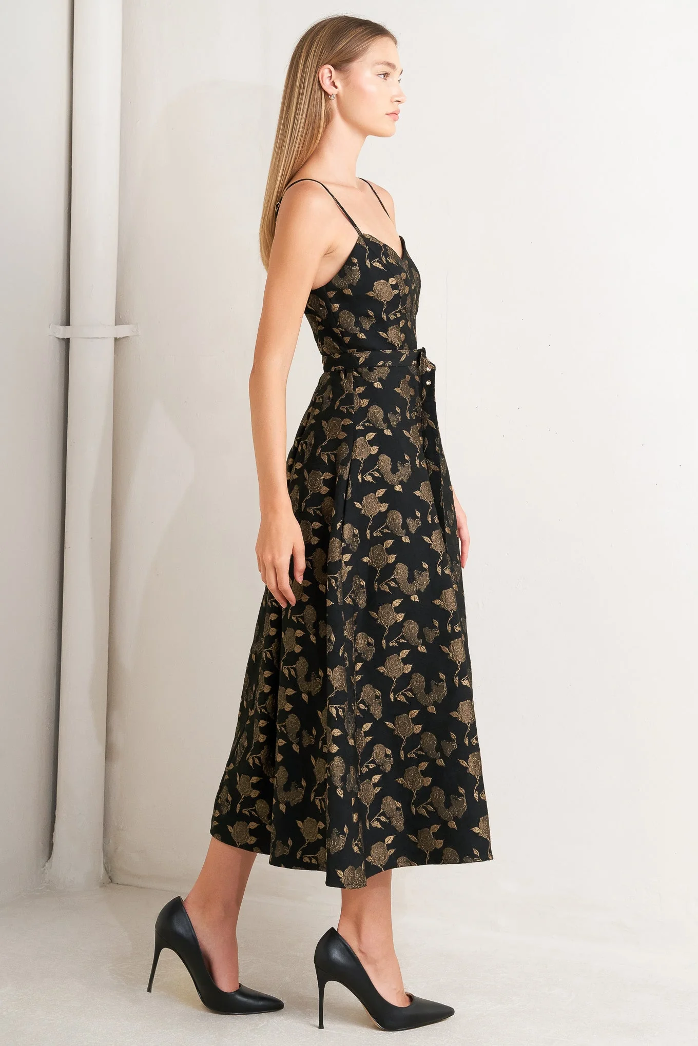GARDEN OPERA BLACK & BROWN MIDI DRESS - Image 4