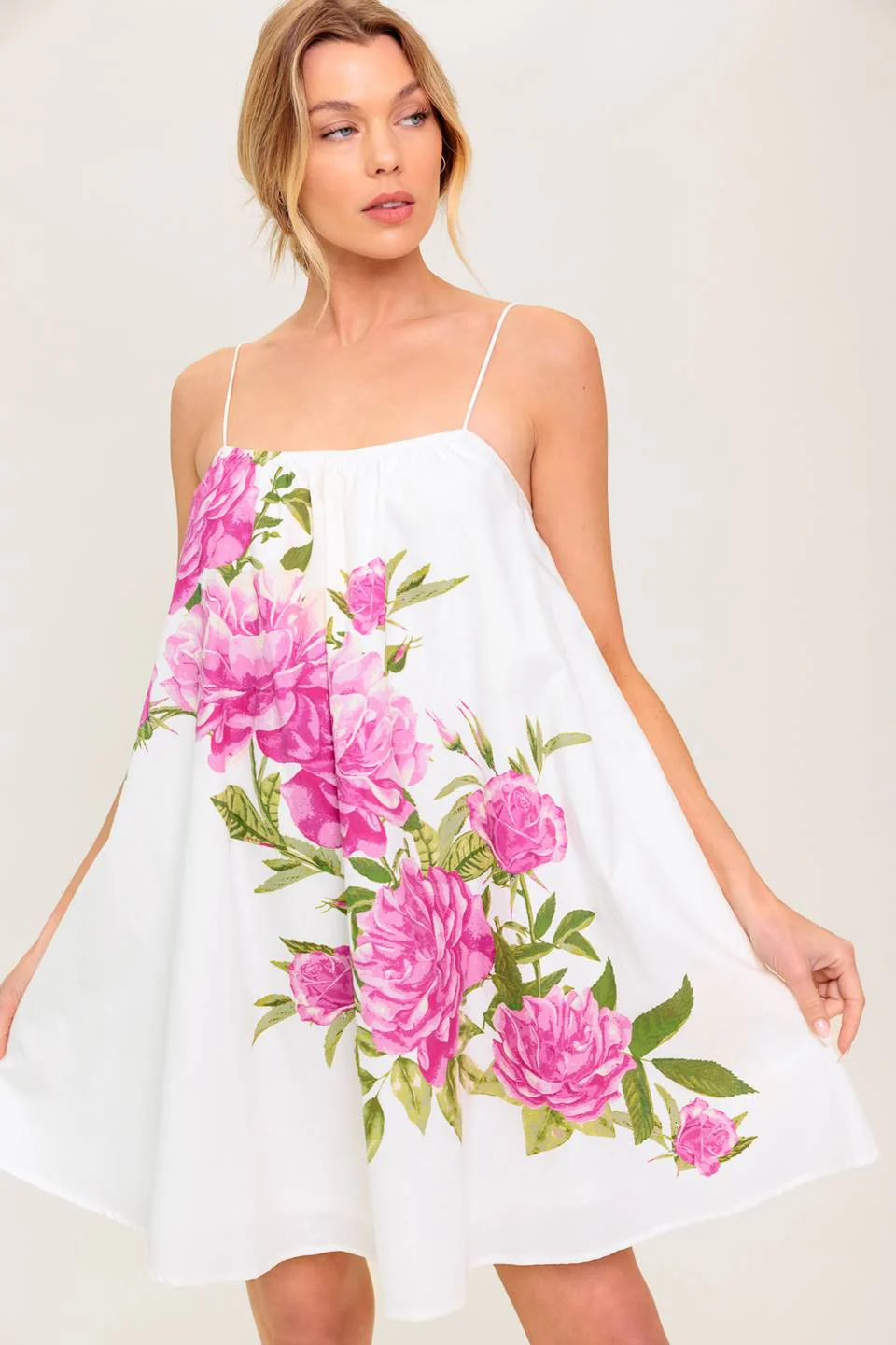 GARDEN WHISPERS - PINK FLORAL SWING DRESS - Image 3