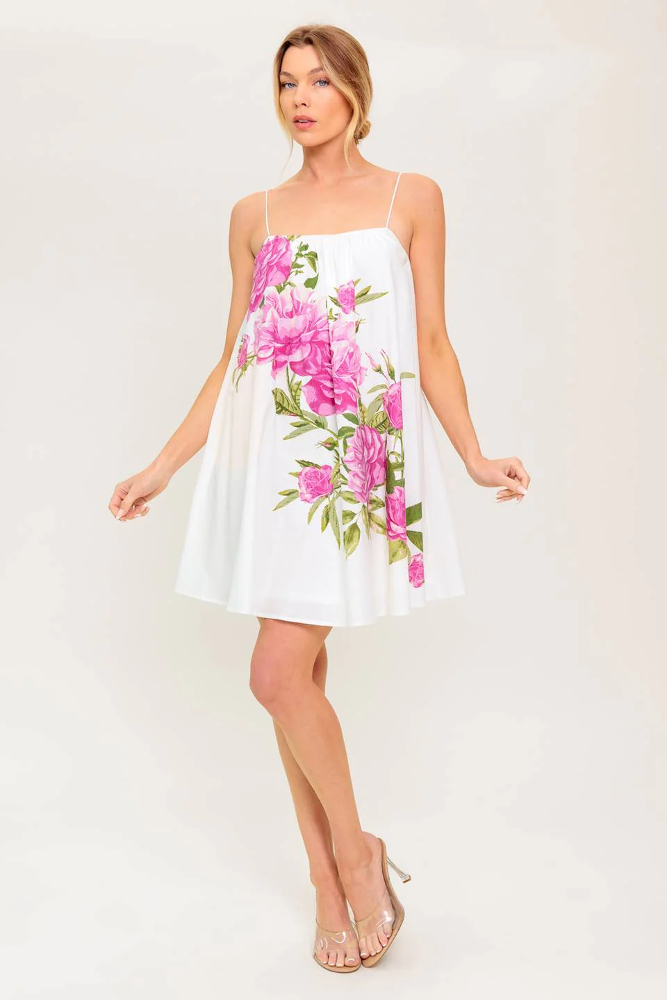 GARDEN WHISPERS - PINK FLORAL SWING DRESS - Image 5