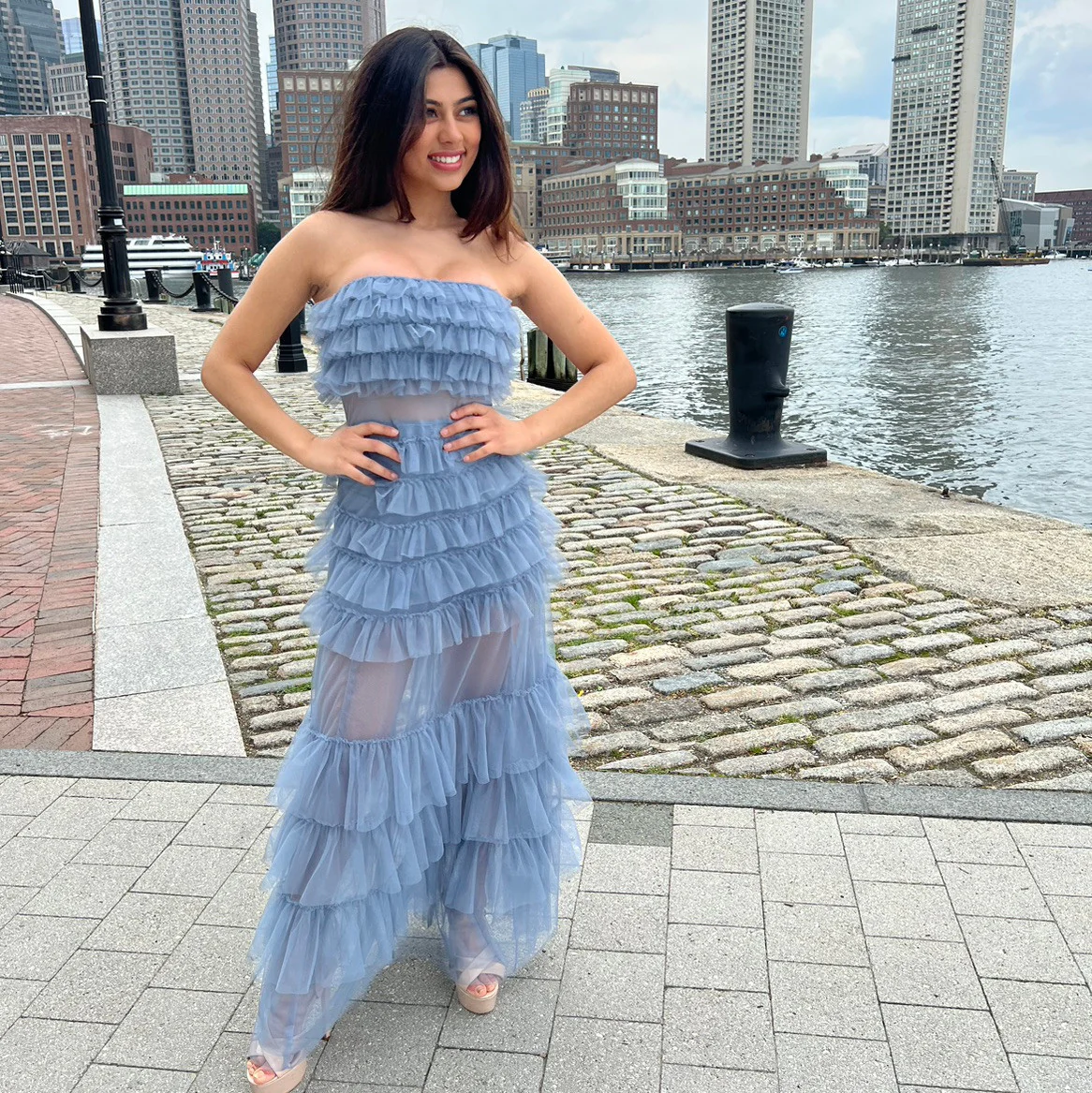 Georgia Maxi Dress - Smoky Blue - Image 3