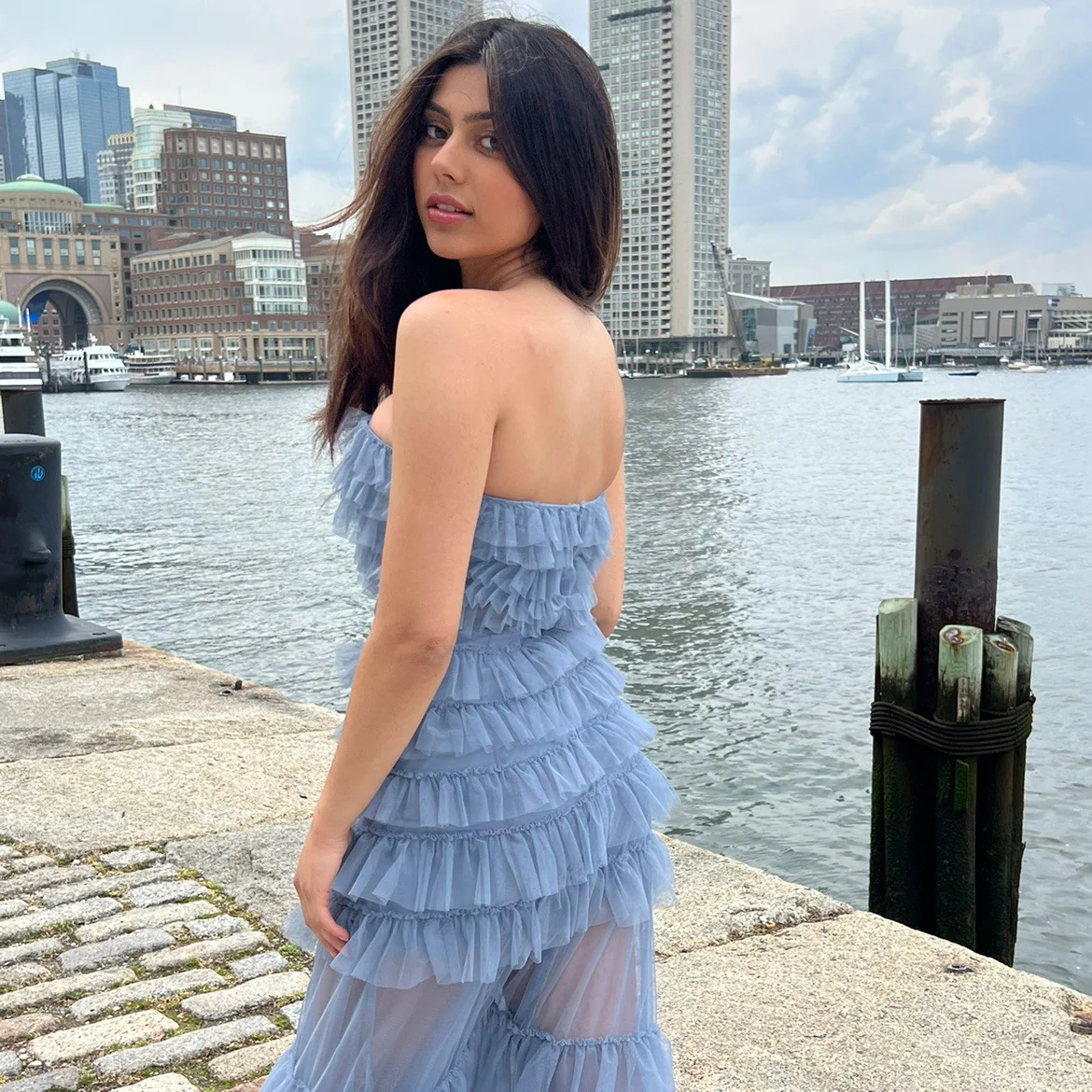 Georgia Maxi Dress - Smoky Blue - Image 6