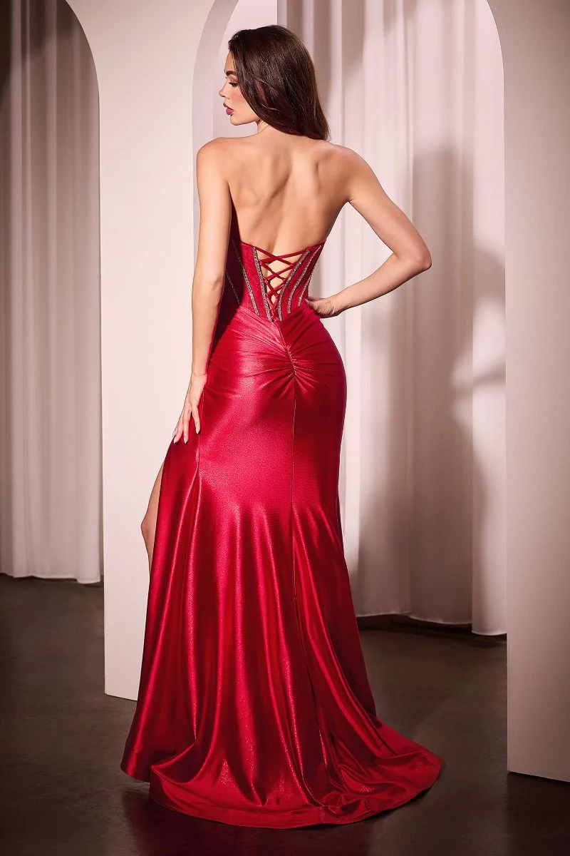 GINGER GOWN - STRAPLESS LACE BODICE SATIN FITTED GOWN - Image 6