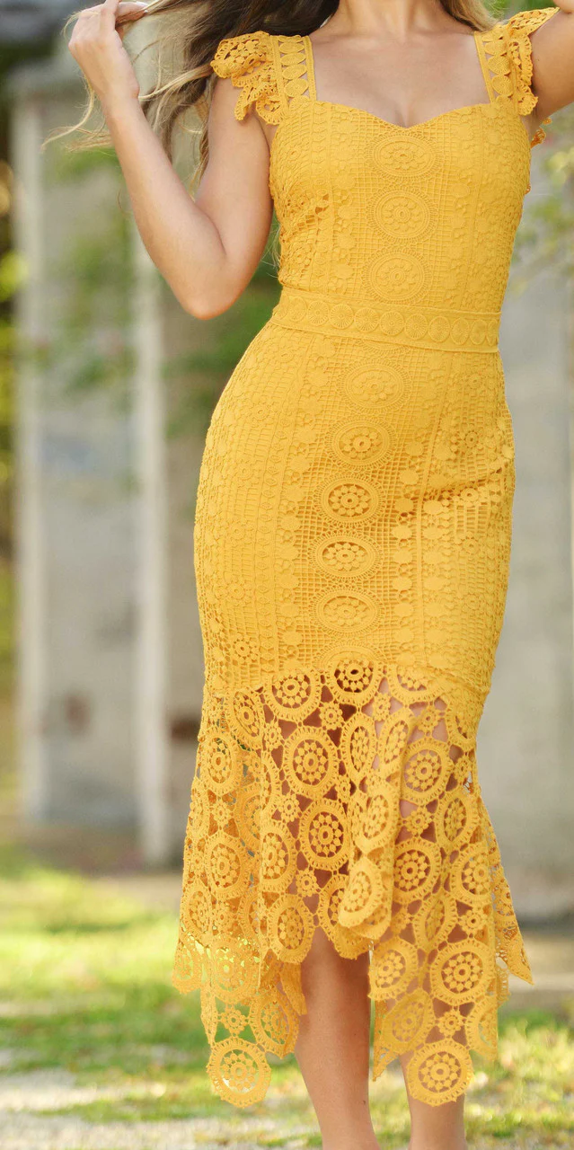 Size 2, Giselle Dress - Mustard Lace Dress - FINAL SALE - Image 3